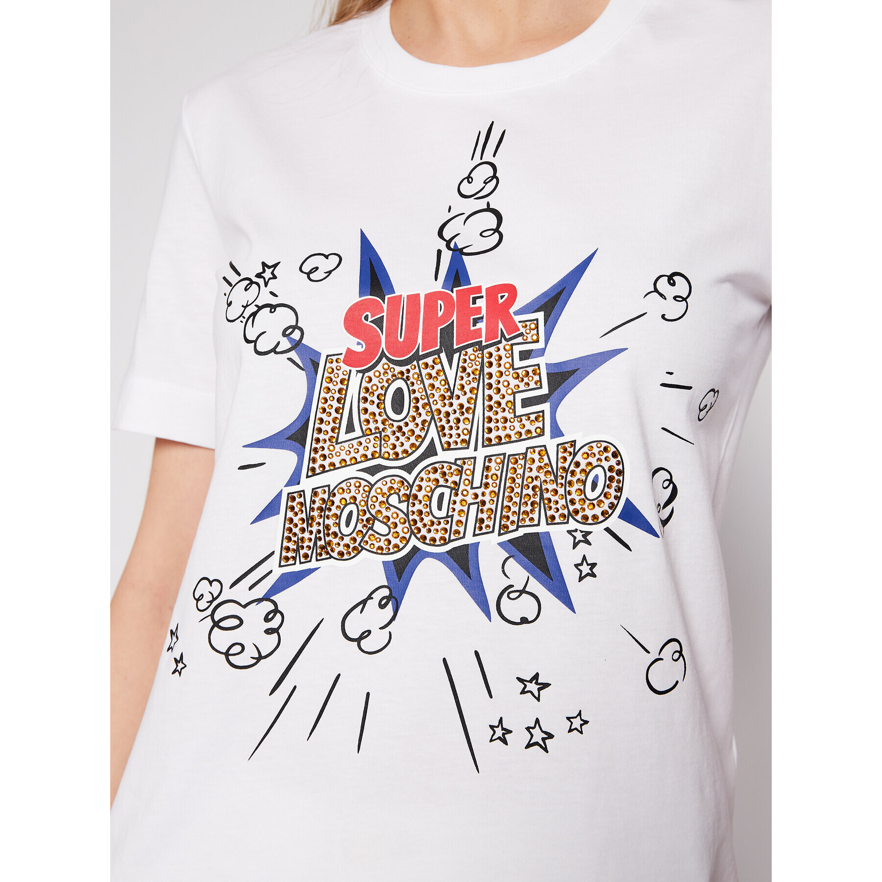 LOVE MOSCHINO T-Shirt W4H0608M 3876 Bílá Regular Fit - Pepit.cz