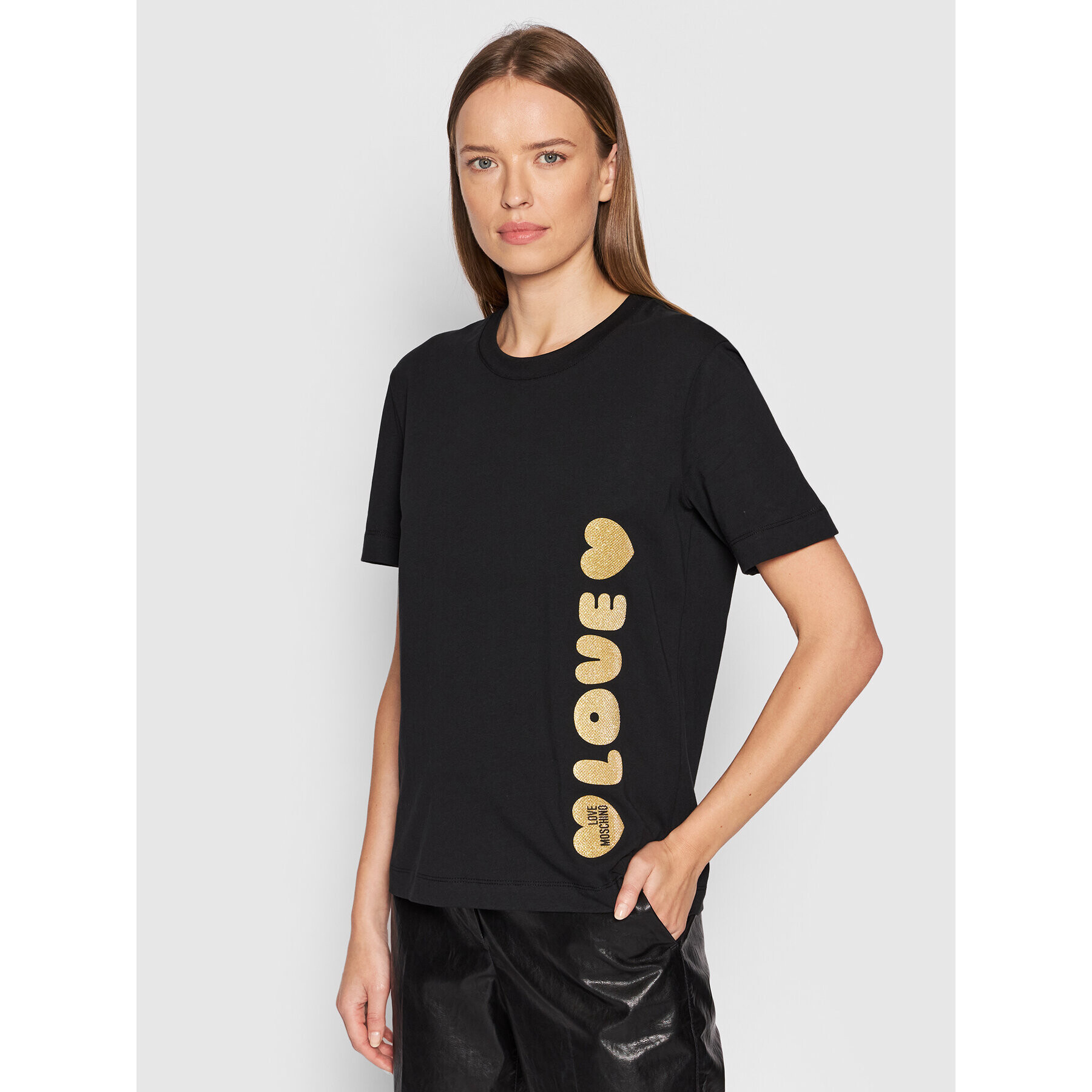 LOVE MOSCHINO T-Shirt W4H0616M 3876 Černá Regular Fit - Pepit.cz