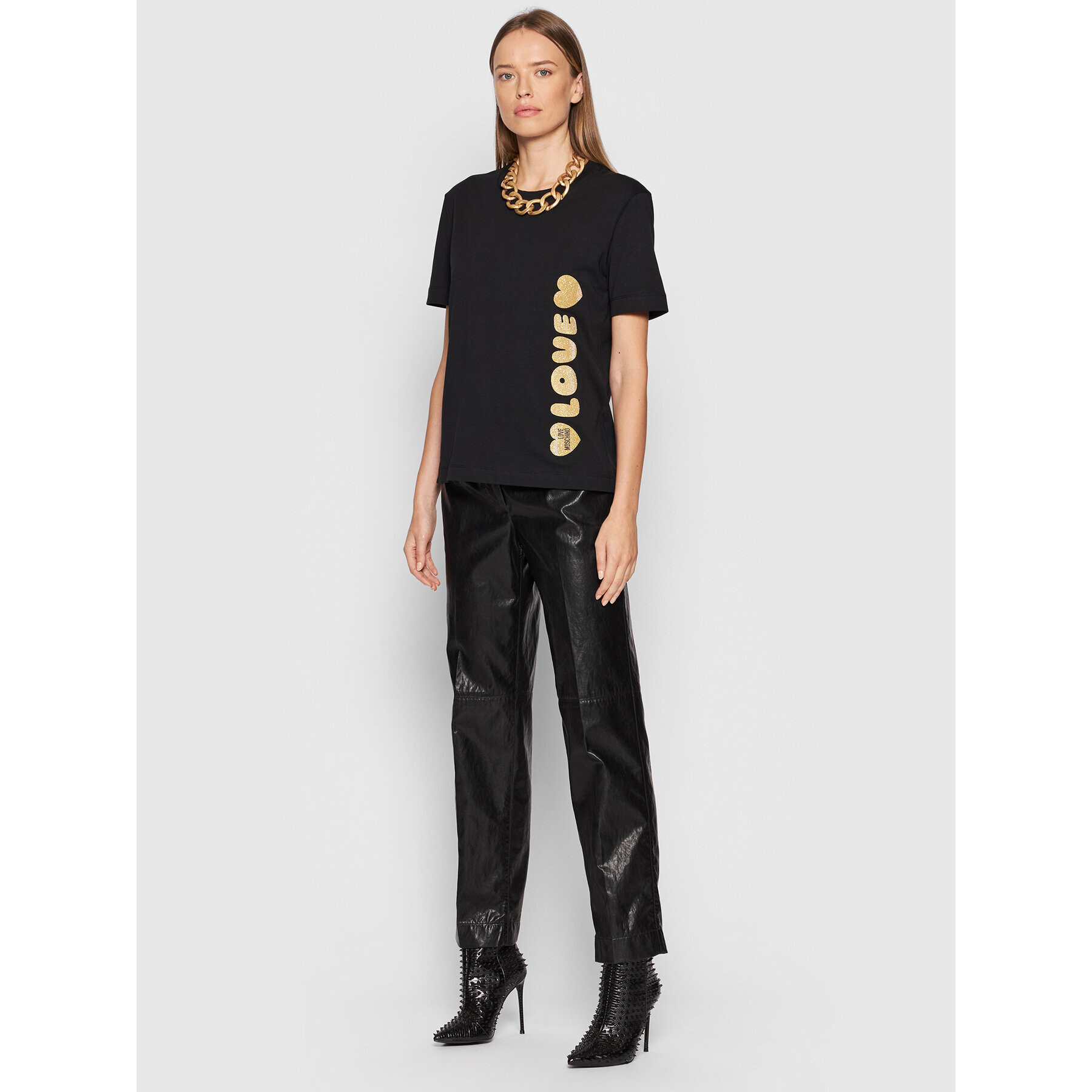 LOVE MOSCHINO T-Shirt W4H0616M 3876 Černá Regular Fit - Pepit.cz