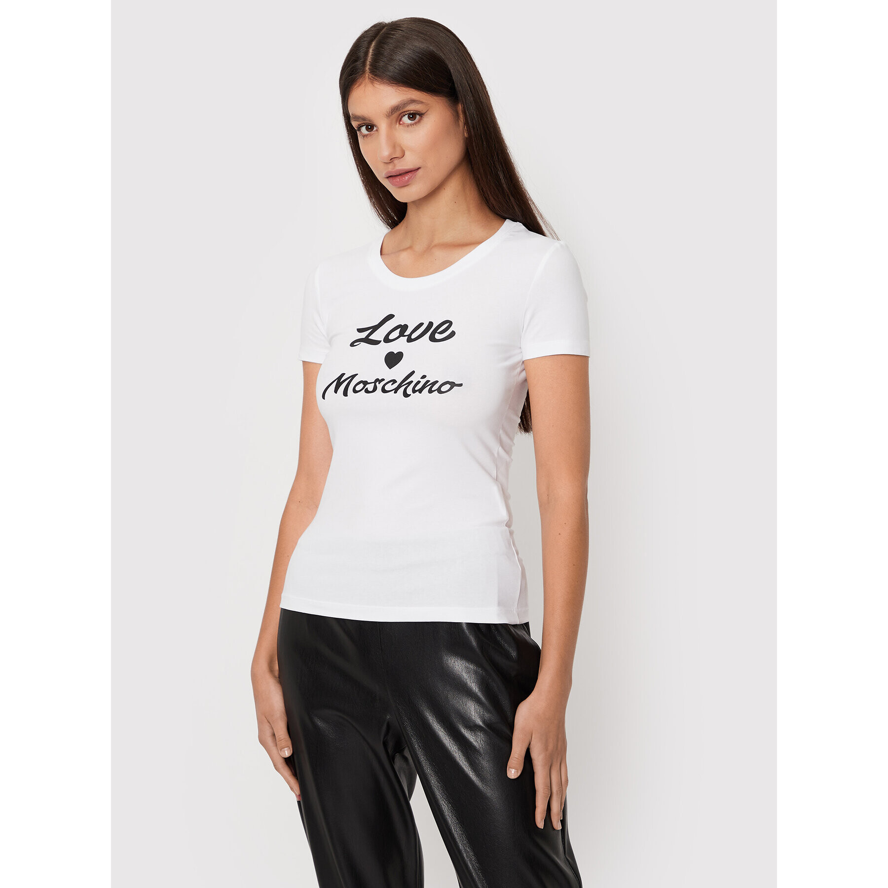 LOVE MOSCHINO T-Shirt W4H1029E 1951 Bílá Slim Fit - Pepit.cz