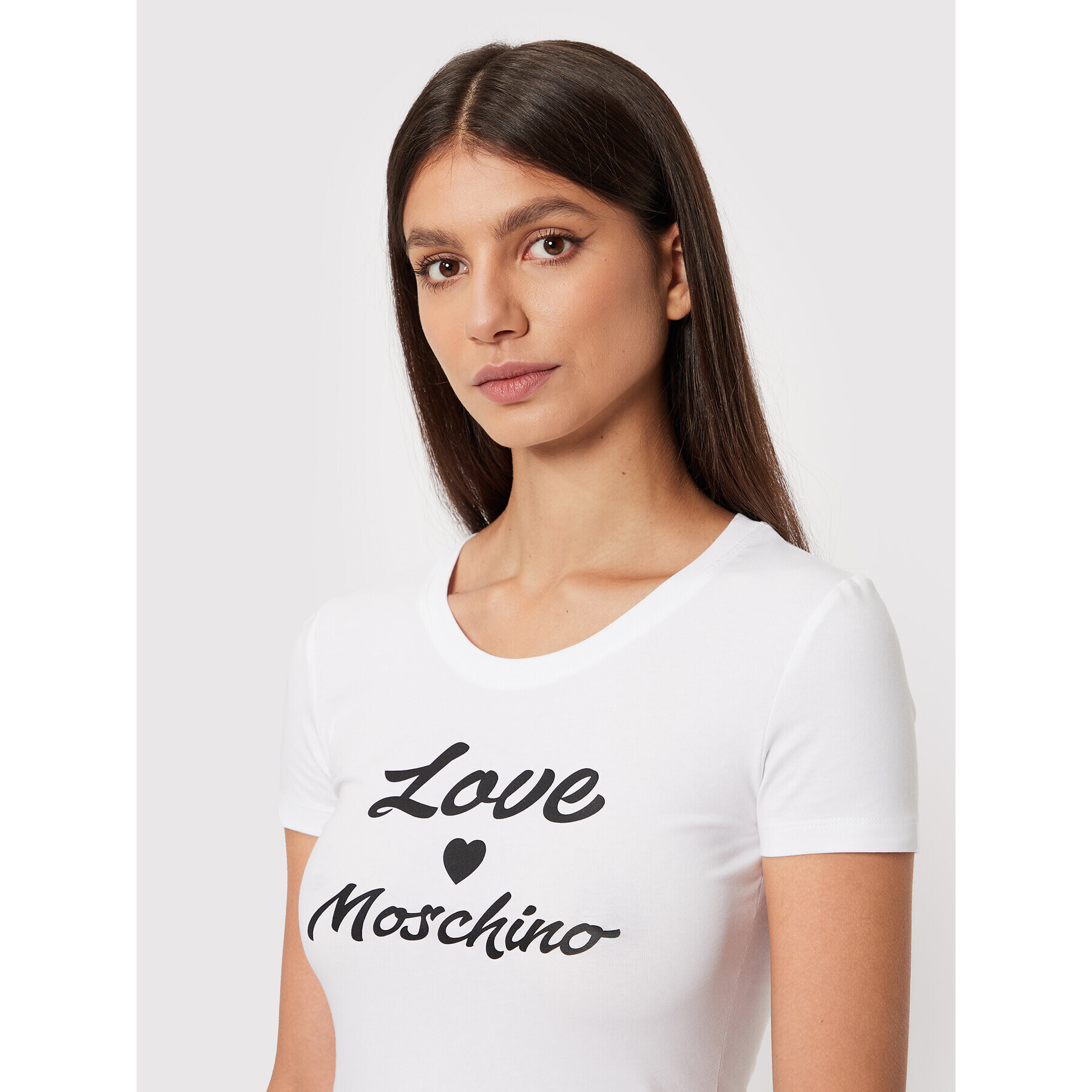 LOVE MOSCHINO T-Shirt W4H1029E 1951 Bílá Slim Fit - Pepit.cz