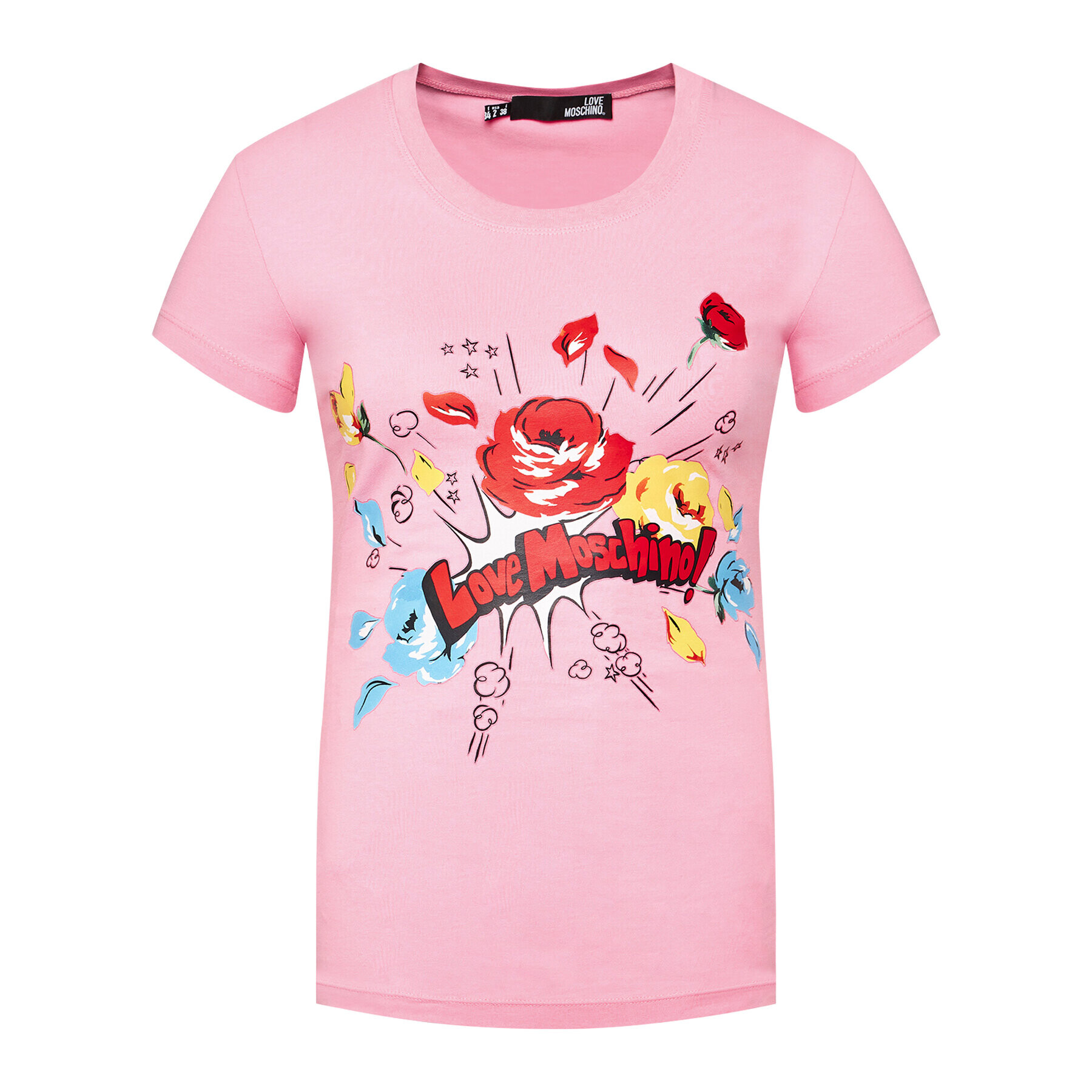 LOVE MOSCHINO T-Shirt W4H1905E 1951 Růžová Slim Fit - Pepit.cz