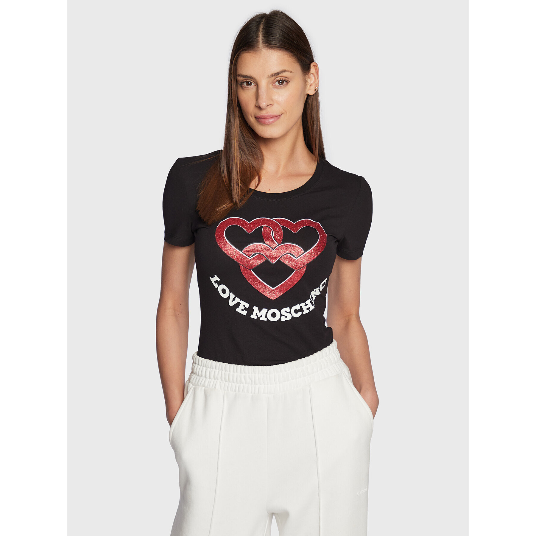 LOVE MOSCHINO T-Shirt W4H1930E 1951 Černá Slim Fit - Pepit.cz