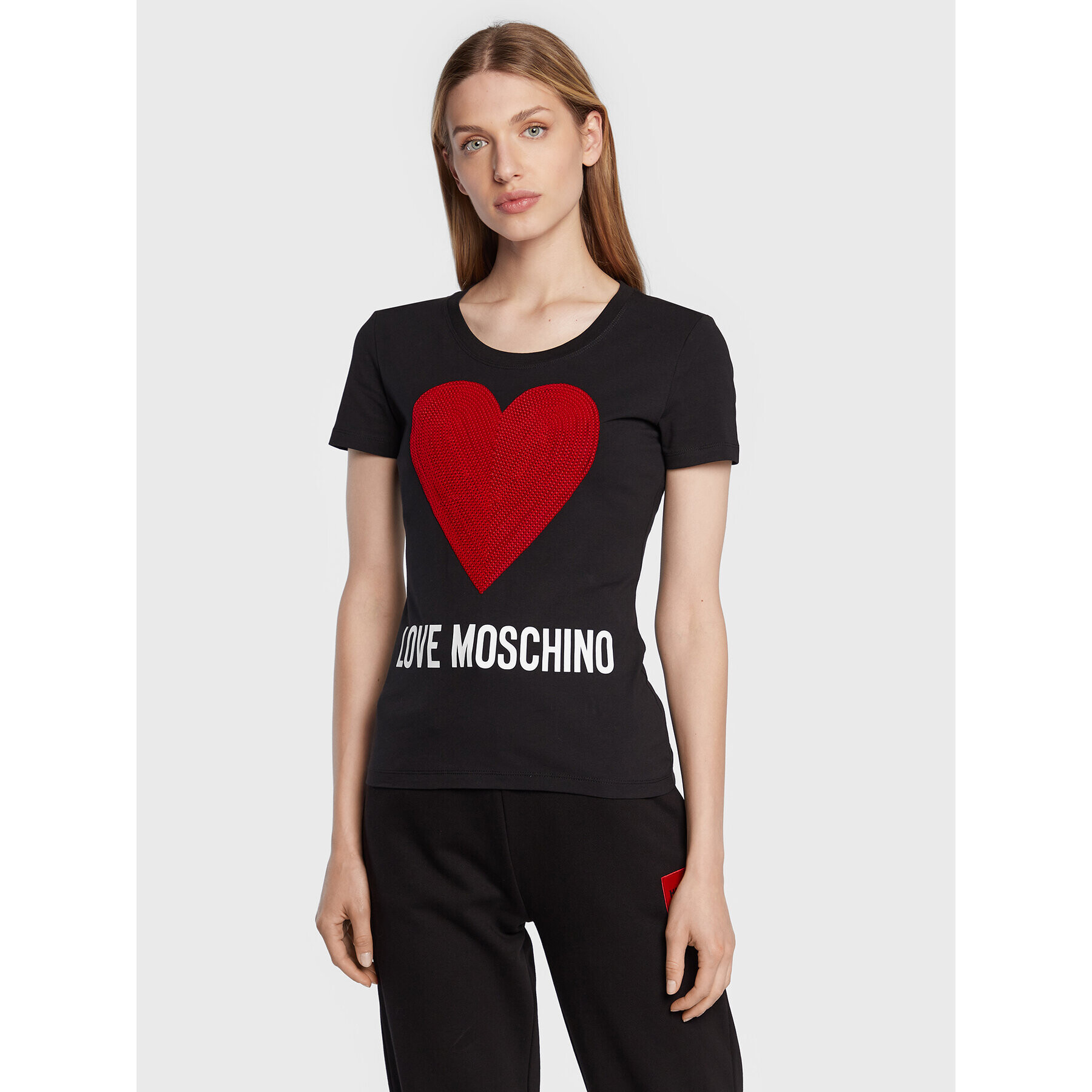 LOVE MOSCHINO T-Shirt W4H1932E 1951 Černá Slim Fit - Pepit.cz