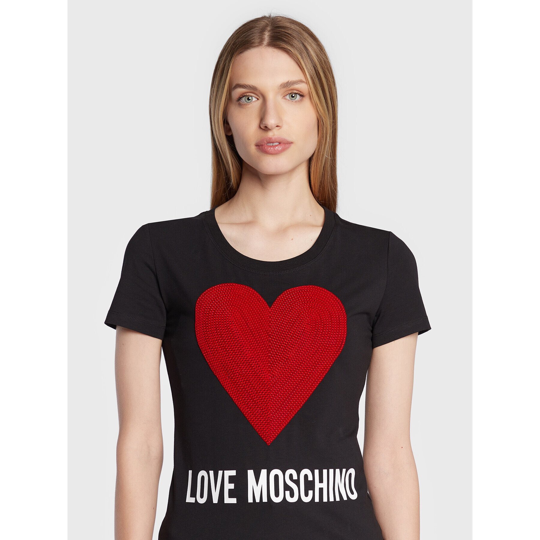 LOVE MOSCHINO T-Shirt W4H1932E 1951 Černá Slim Fit - Pepit.cz