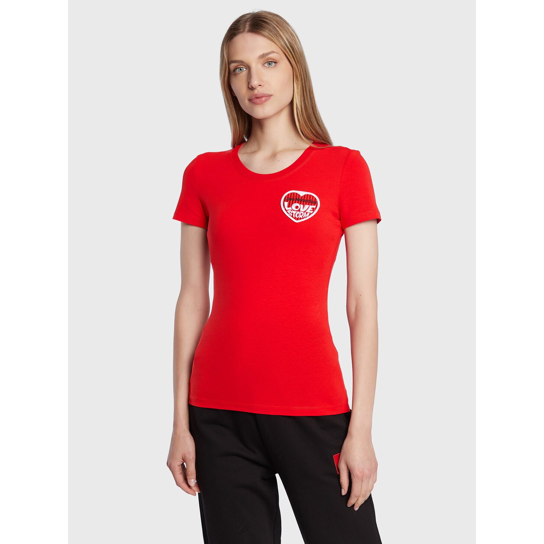 LOVE MOSCHINO T-Shirt W4H1980E 1951 Červená Slim Fit - Pepit.cz