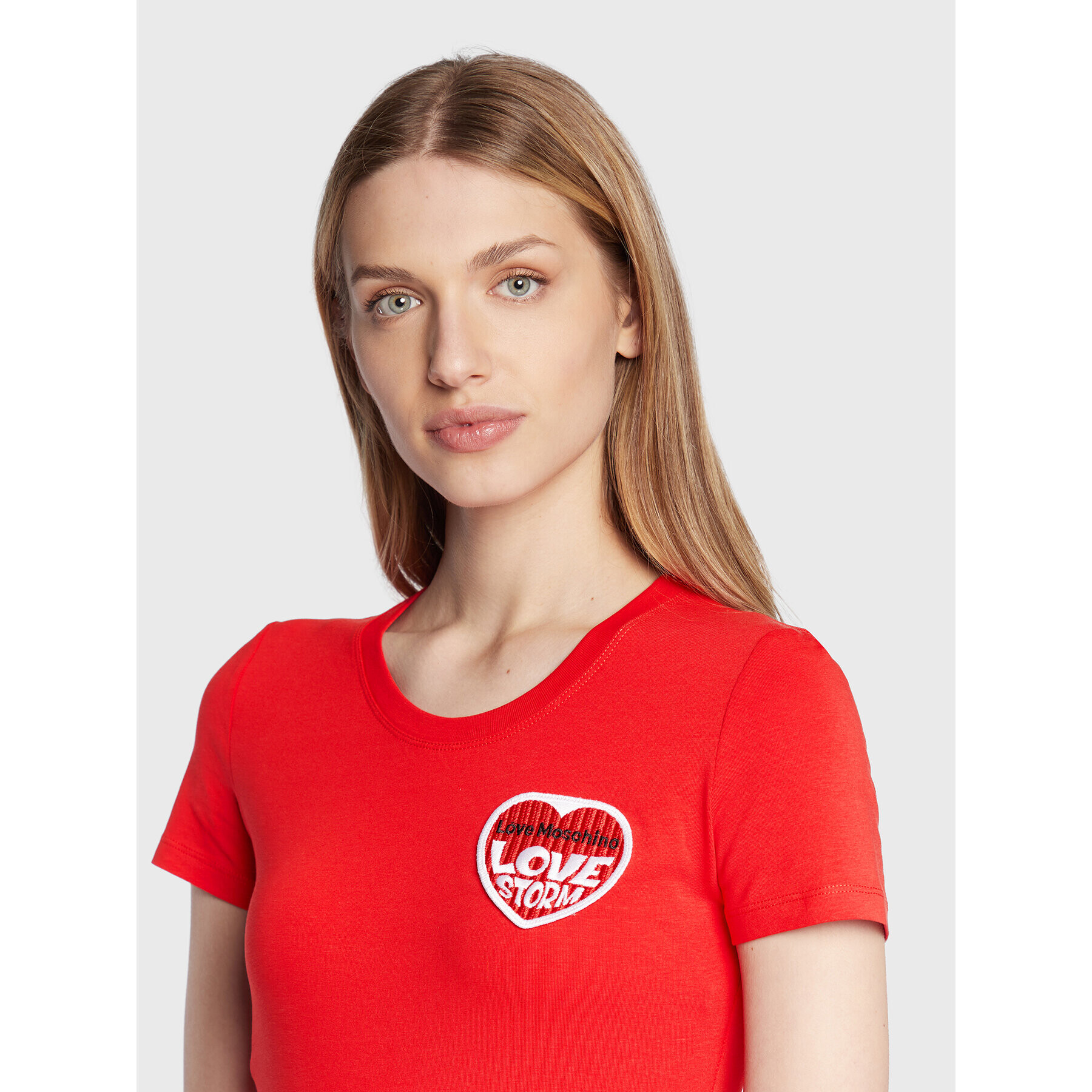 LOVE MOSCHINO T-Shirt W4H1980E 1951 Červená Slim Fit - Pepit.cz