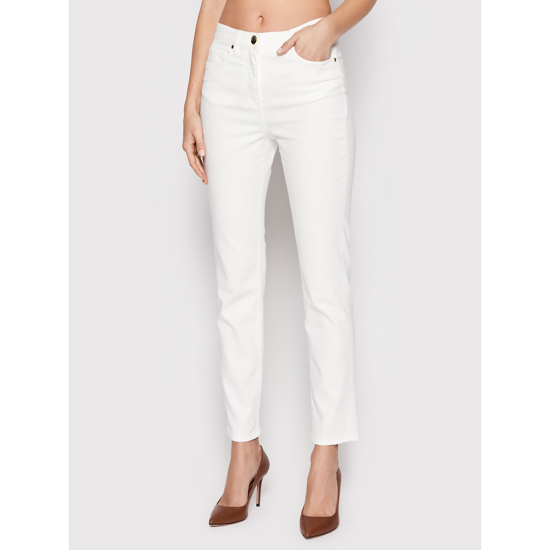 Luisa Spagnoli Jeansy Annuali 538936 Bílá Slim Fit - Pepit.cz