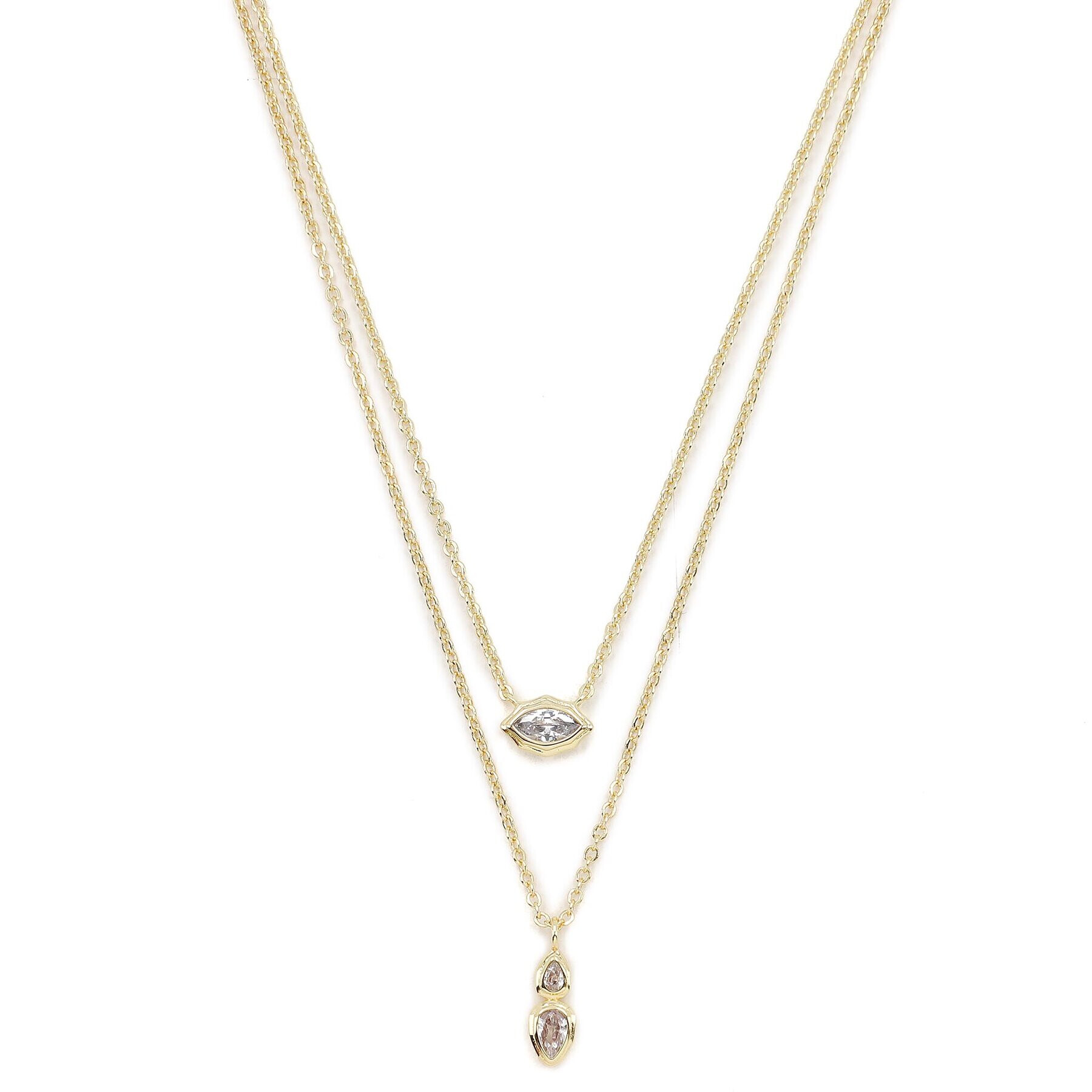 Luv AJ Sada 2 náhrdelníků Stellar Bezel Charm Necklace Set HOL22-N-SBCN-G Zlatá - Pepit.cz