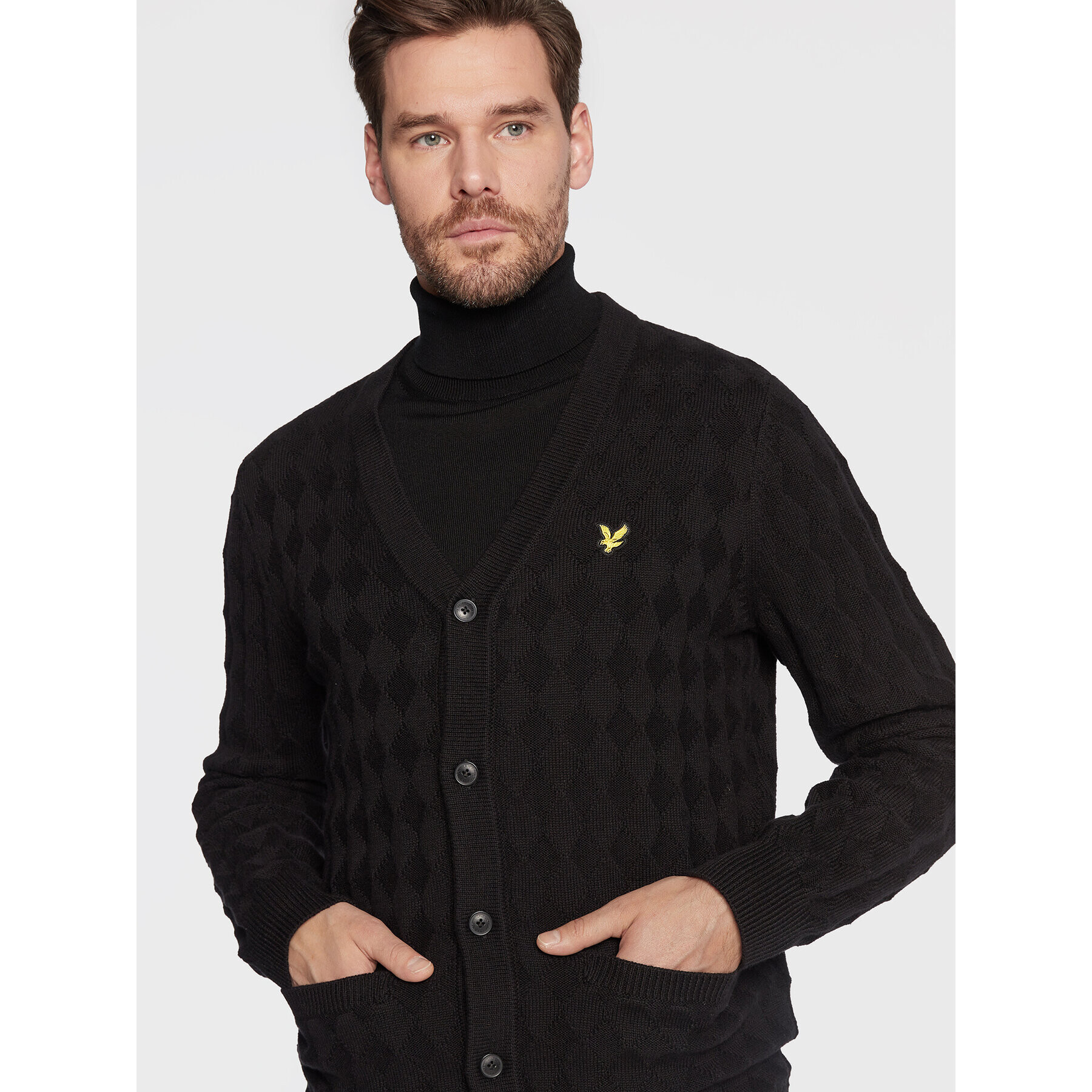 Lyle & Scott Kardigan Argyle KN1703V Černá Regular Fit - Pepit.cz