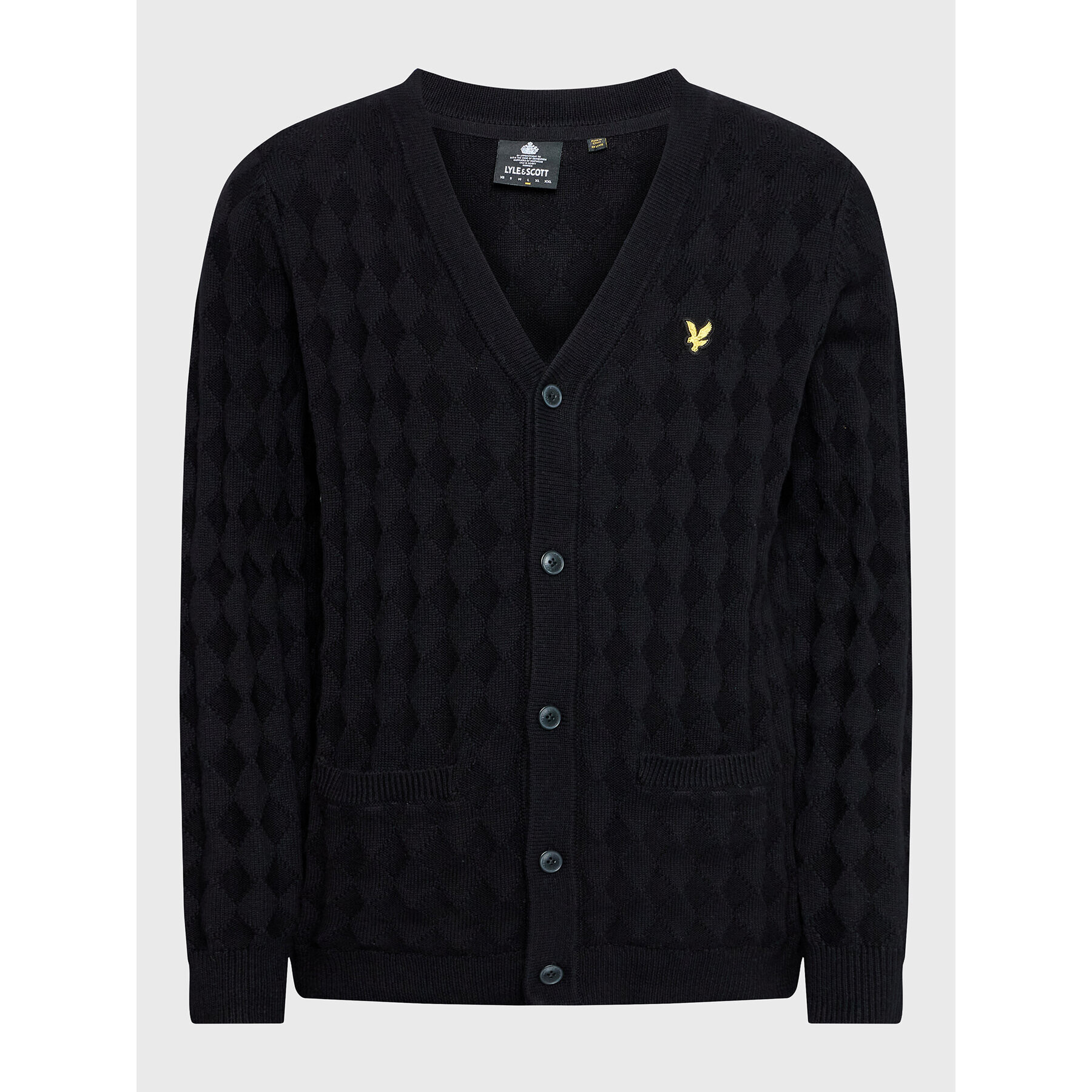 Lyle & Scott Kardigan Argyle KN1703V Černá Regular Fit - Pepit.cz