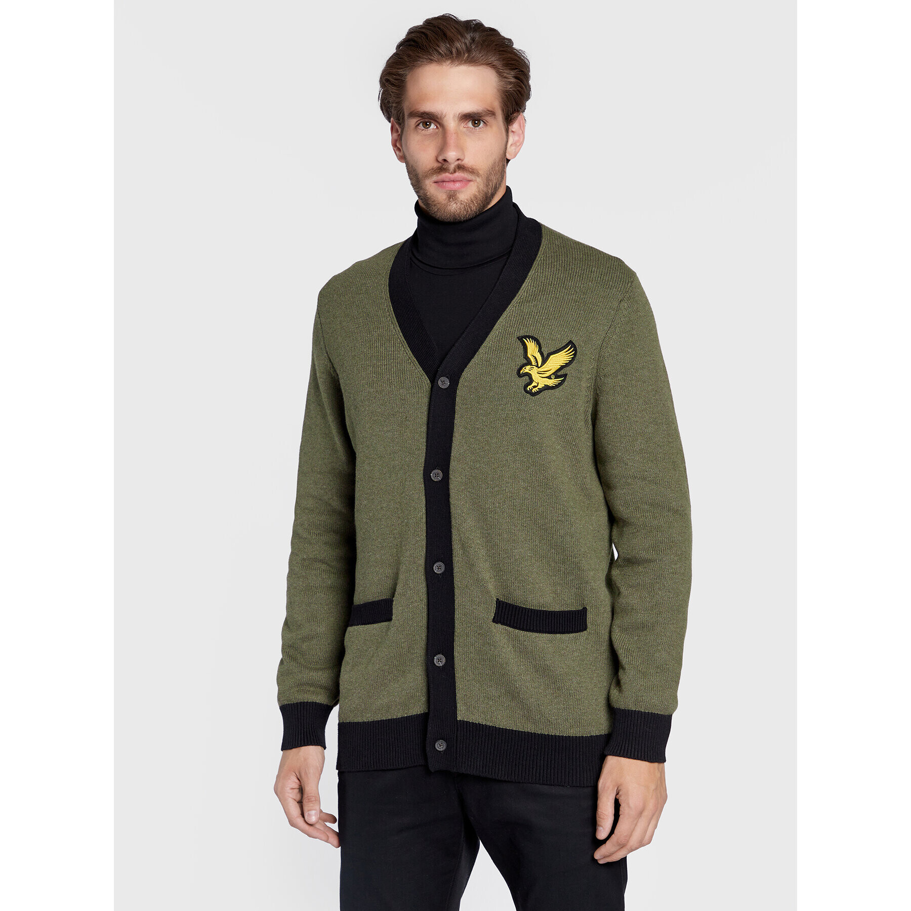 Lyle & Scott Kardigan Block Marl KN1720V Zelená Regular Fit - Pepit.cz