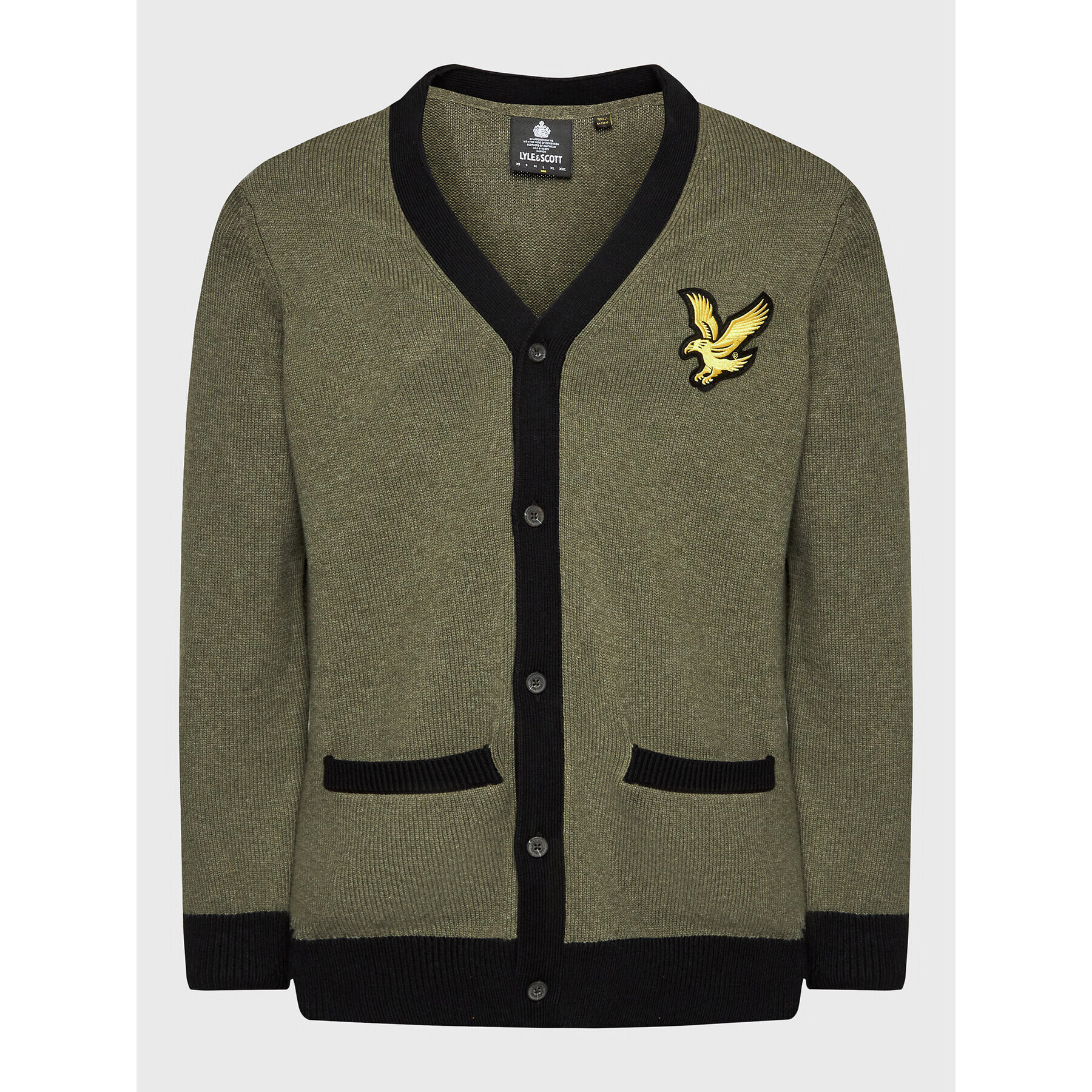 Lyle & Scott Kardigan Block Marl KN1720V Zelená Regular Fit - Pepit.cz