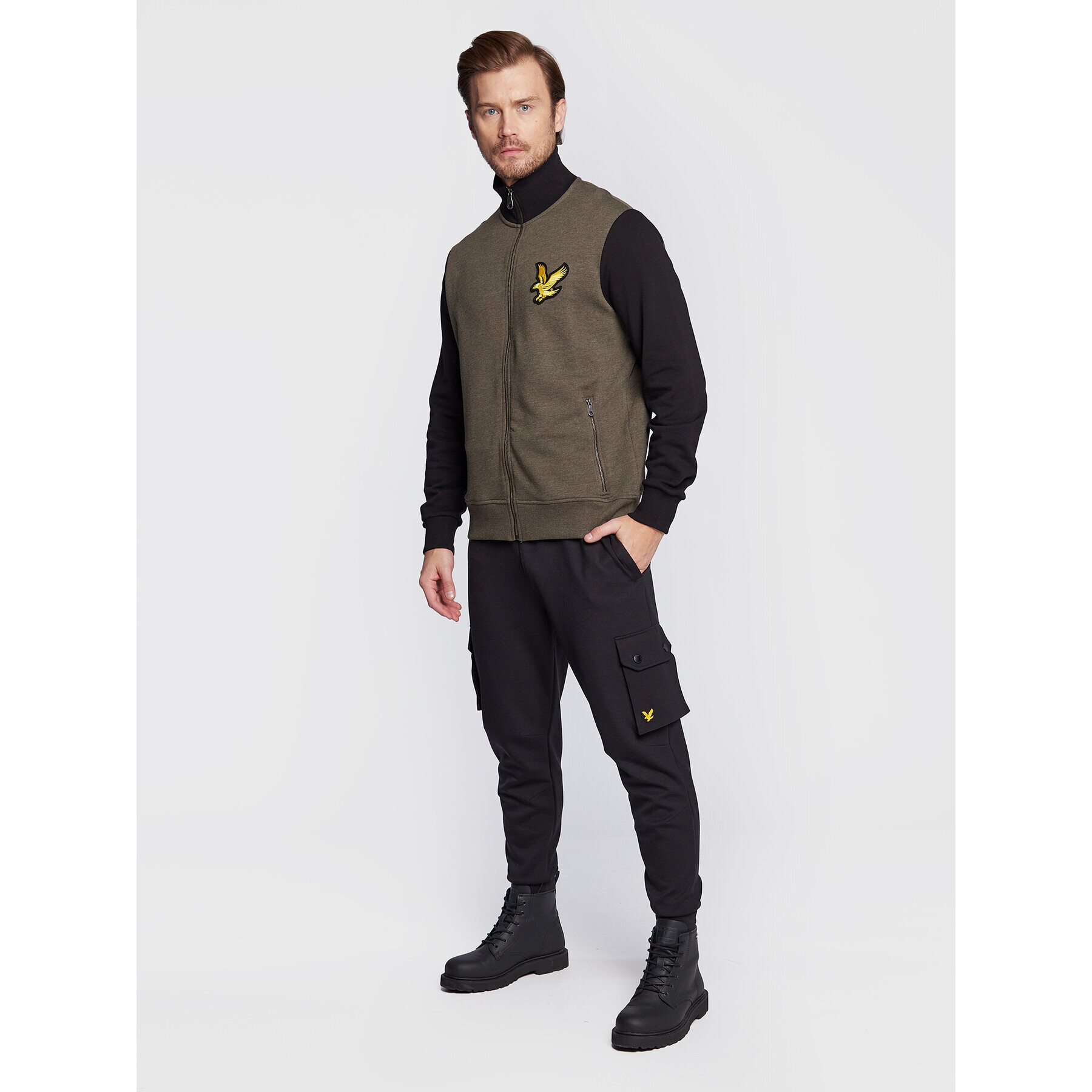 Lyle & Scott Mikina Block ML1728V Khaki Regular Fit - Pepit.cz