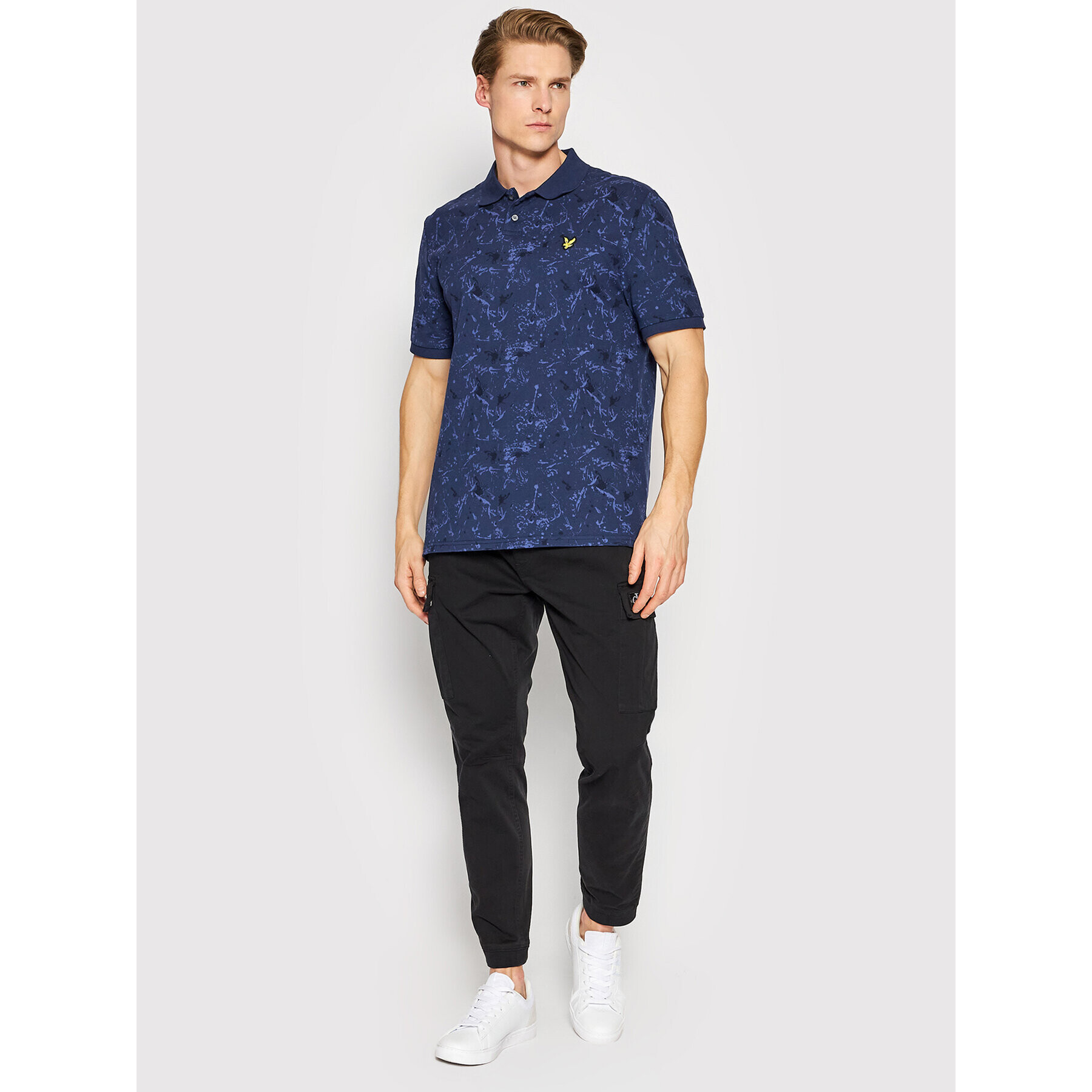 Lyle & Scott Polokošile Splatter Print SP1608V Tmavomodrá Relaxed Fit - Pepit.cz