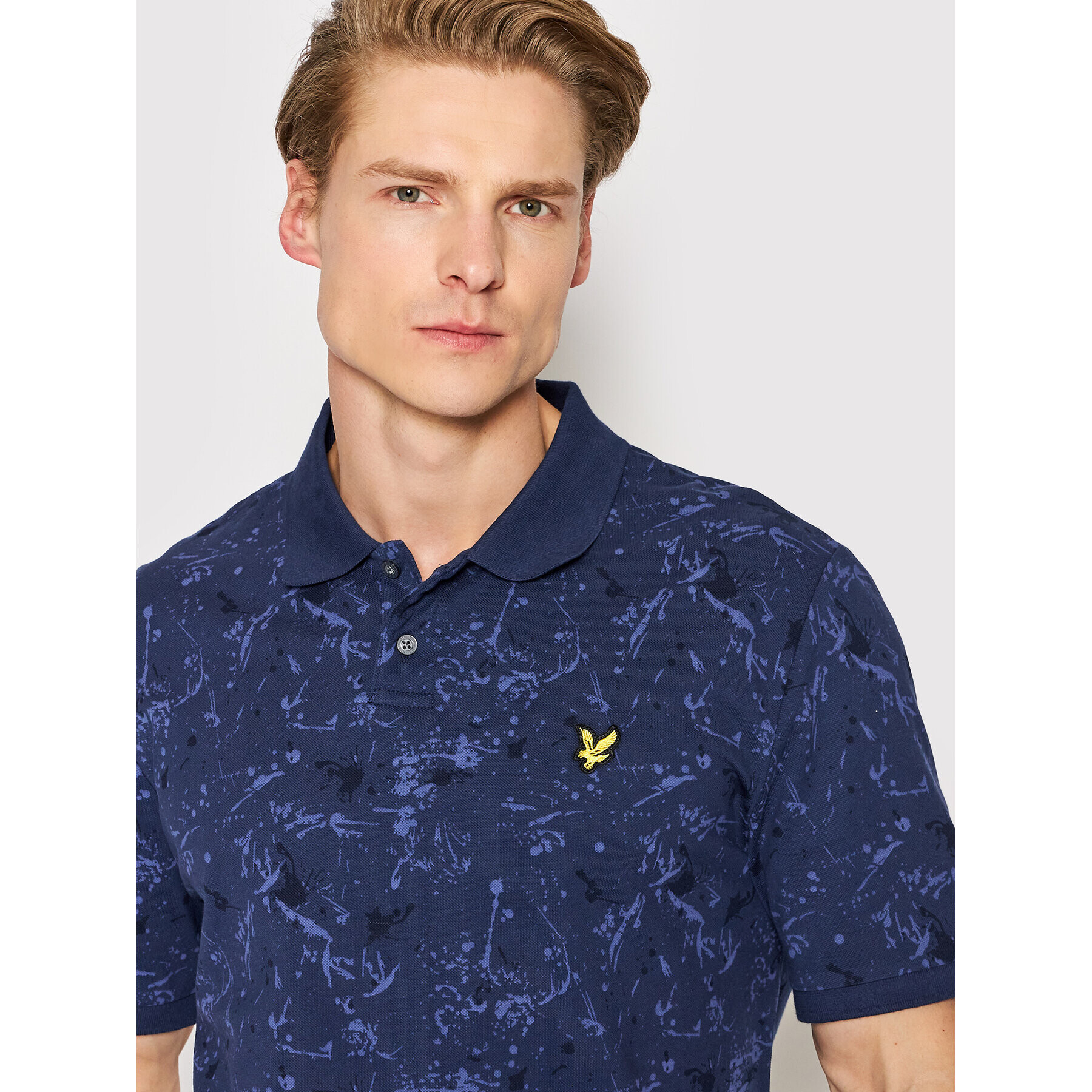 Lyle & Scott Polokošile Splatter Print SP1608V Tmavomodrá Relaxed Fit - Pepit.cz