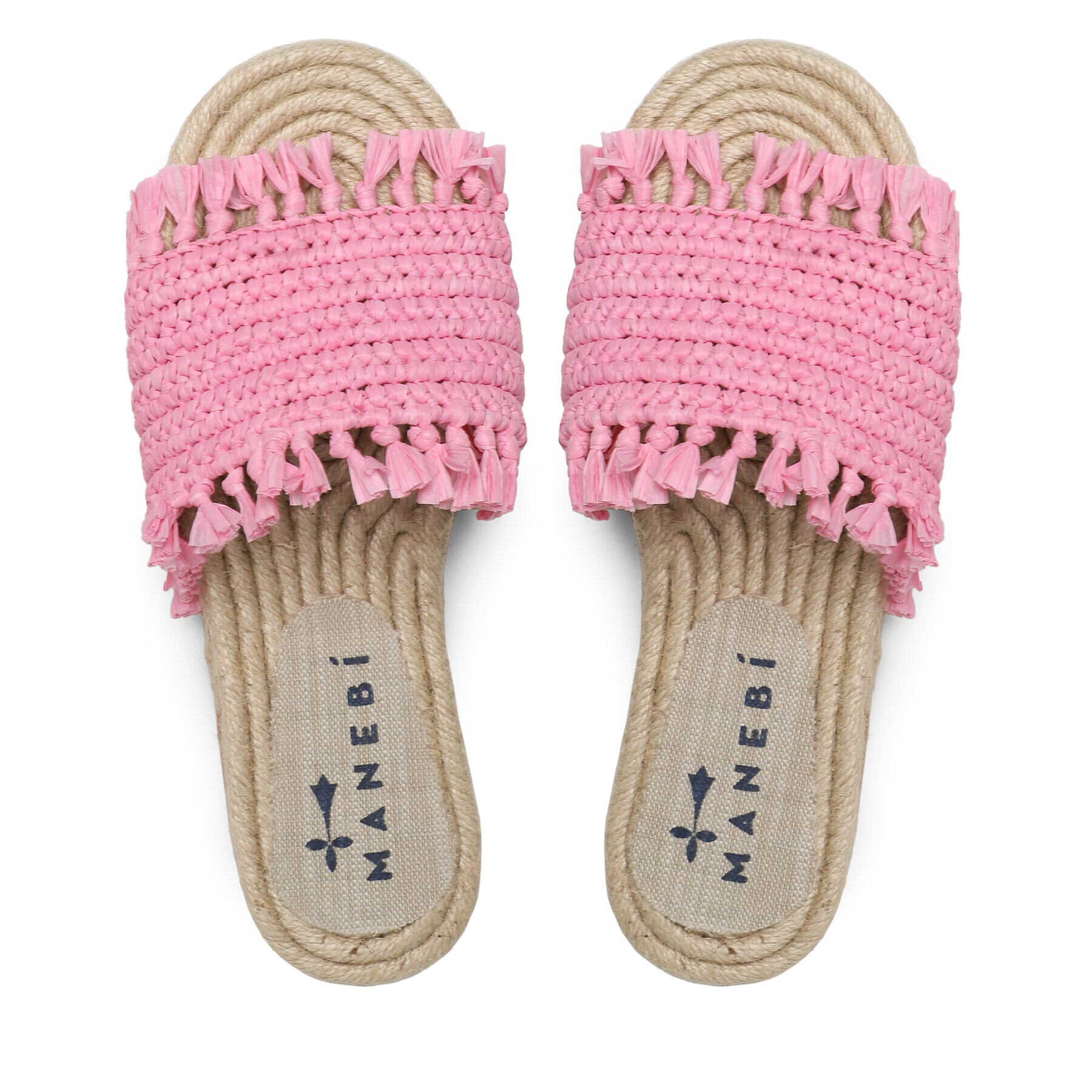 Manebi Espadrilky Fringed Knots Raffia Jute Sandals V 2.9 Y0 Růžová - Pepit.cz