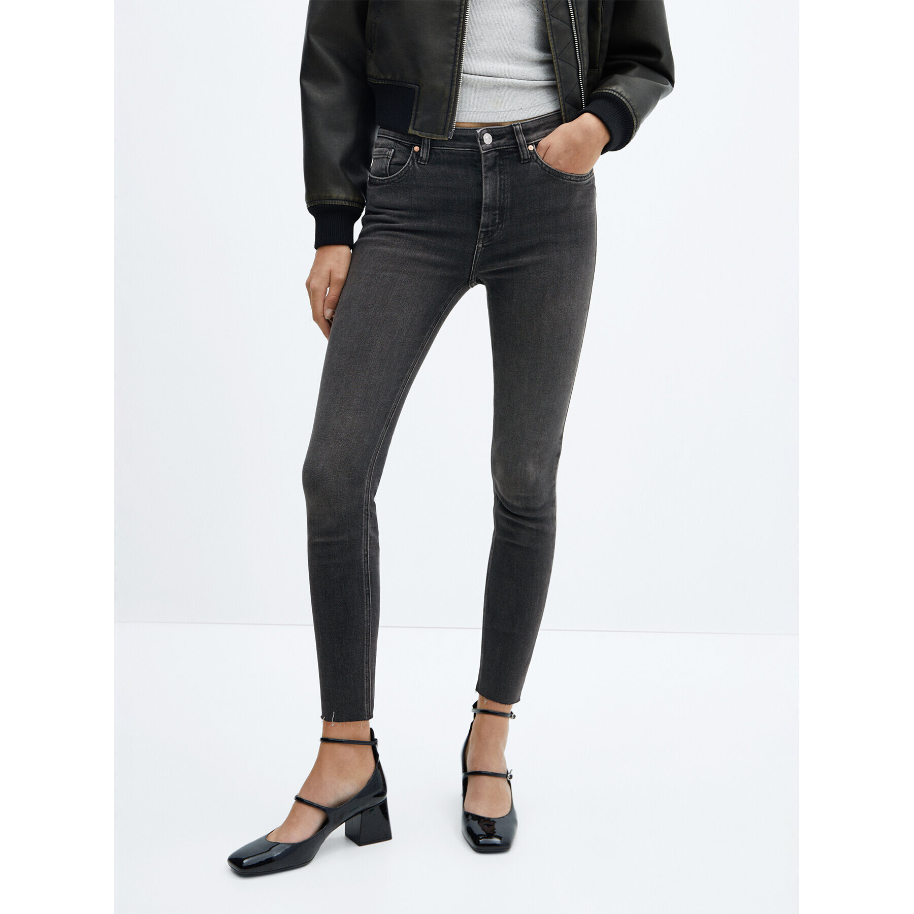 Mango Jeansy 57085957 Šedá Skinny Fit - Pepit.cz