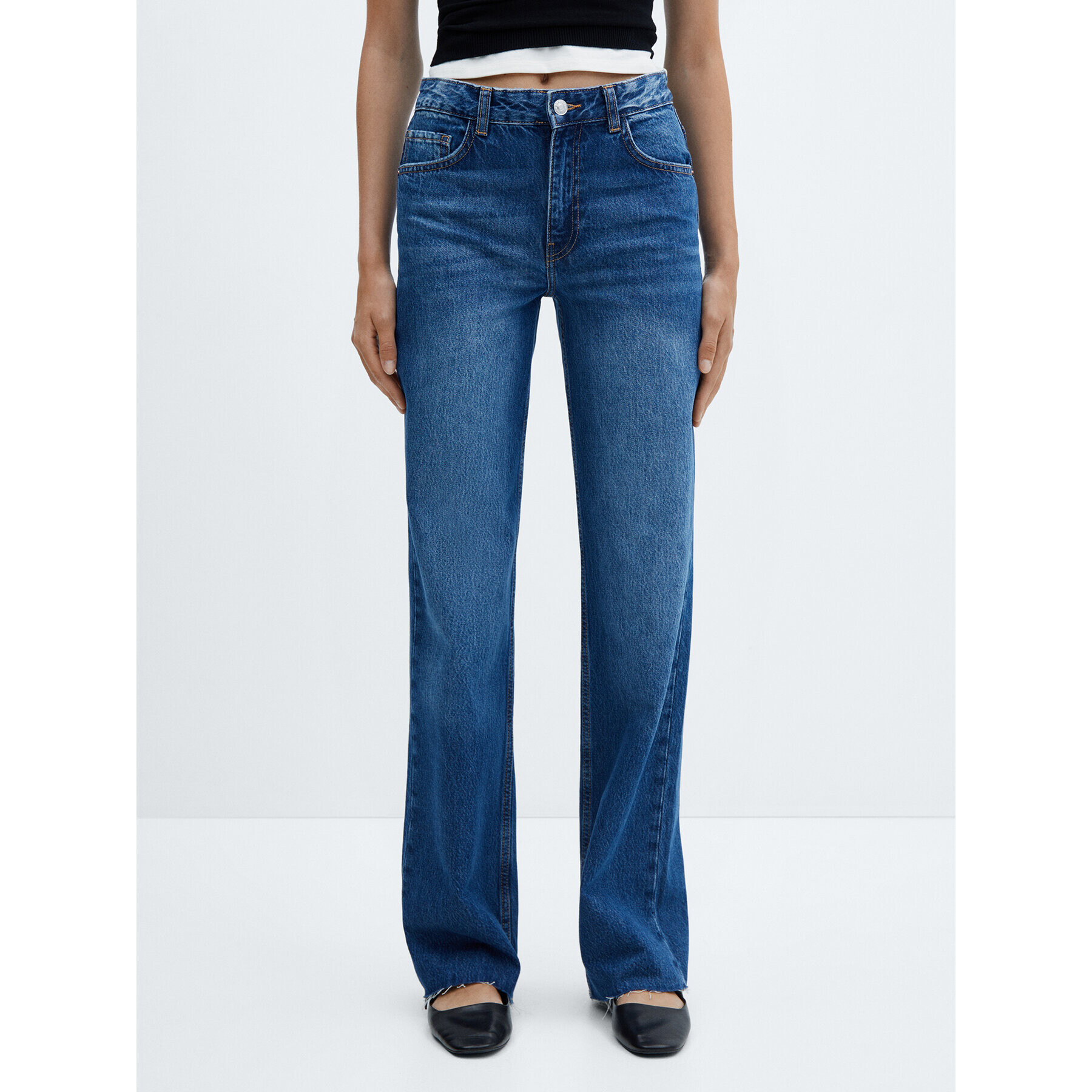 Mango Jeansy Danila 57005977 Modrá Straight Fit - Pepit.cz