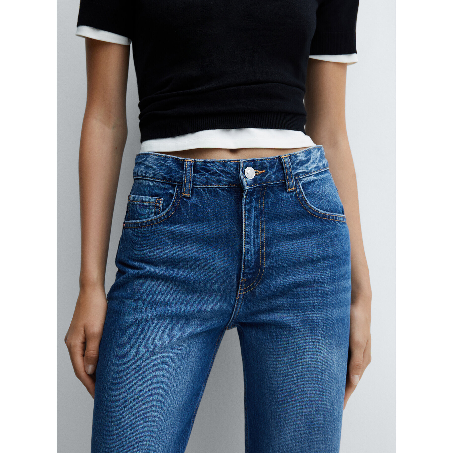 Mango Jeansy Danila 57005977 Modrá Straight Fit - Pepit.cz