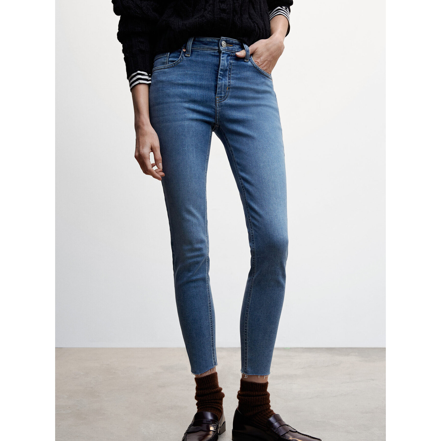 Mango Jeansy Isa 47010773 Modrá Skinny Fit - Pepit.cz