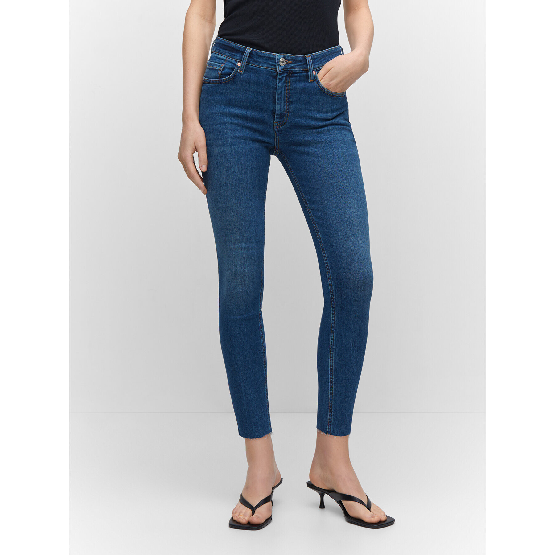 Mango Jeansy Isa 57040313 Modrá Skinny Fit - Pepit.cz