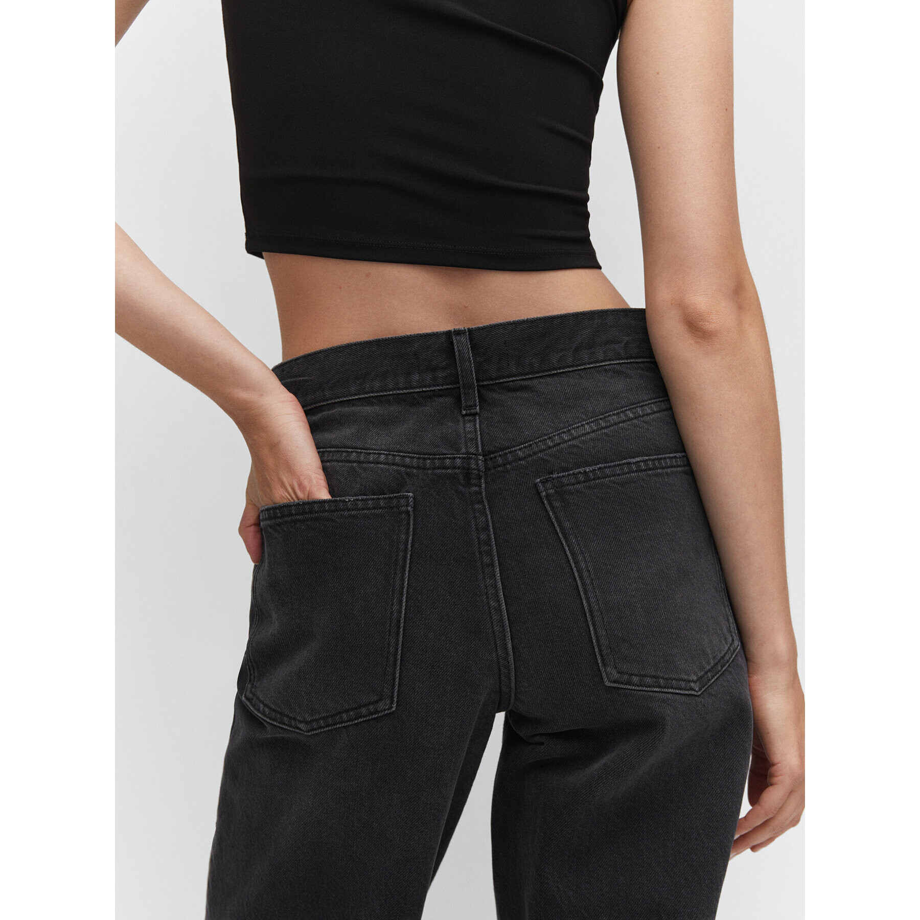 Mango Jeansy Kathy 57000340 Černá Wide Leg - Pepit.cz