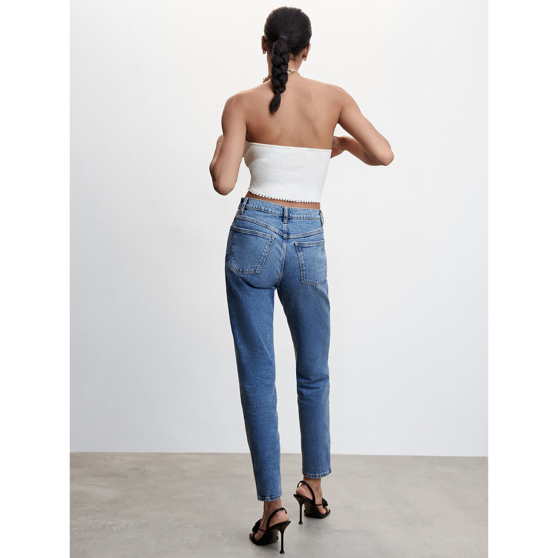 Mango Jeansy Newmom 57014399 Modrá Mom Fit - Pepit.cz