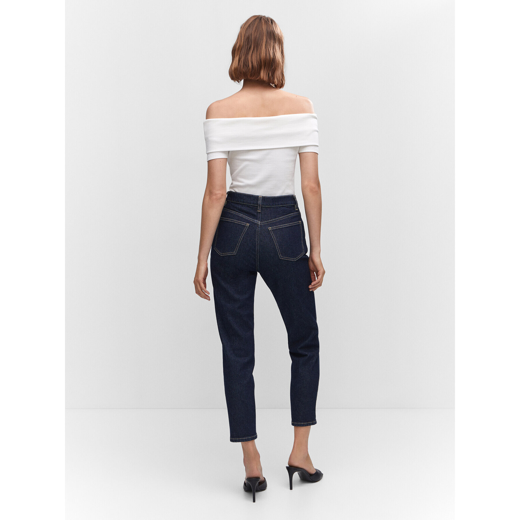 Mango Jeansy Newmom 57025960 Tmavomodrá Mom Fit - Pepit.cz