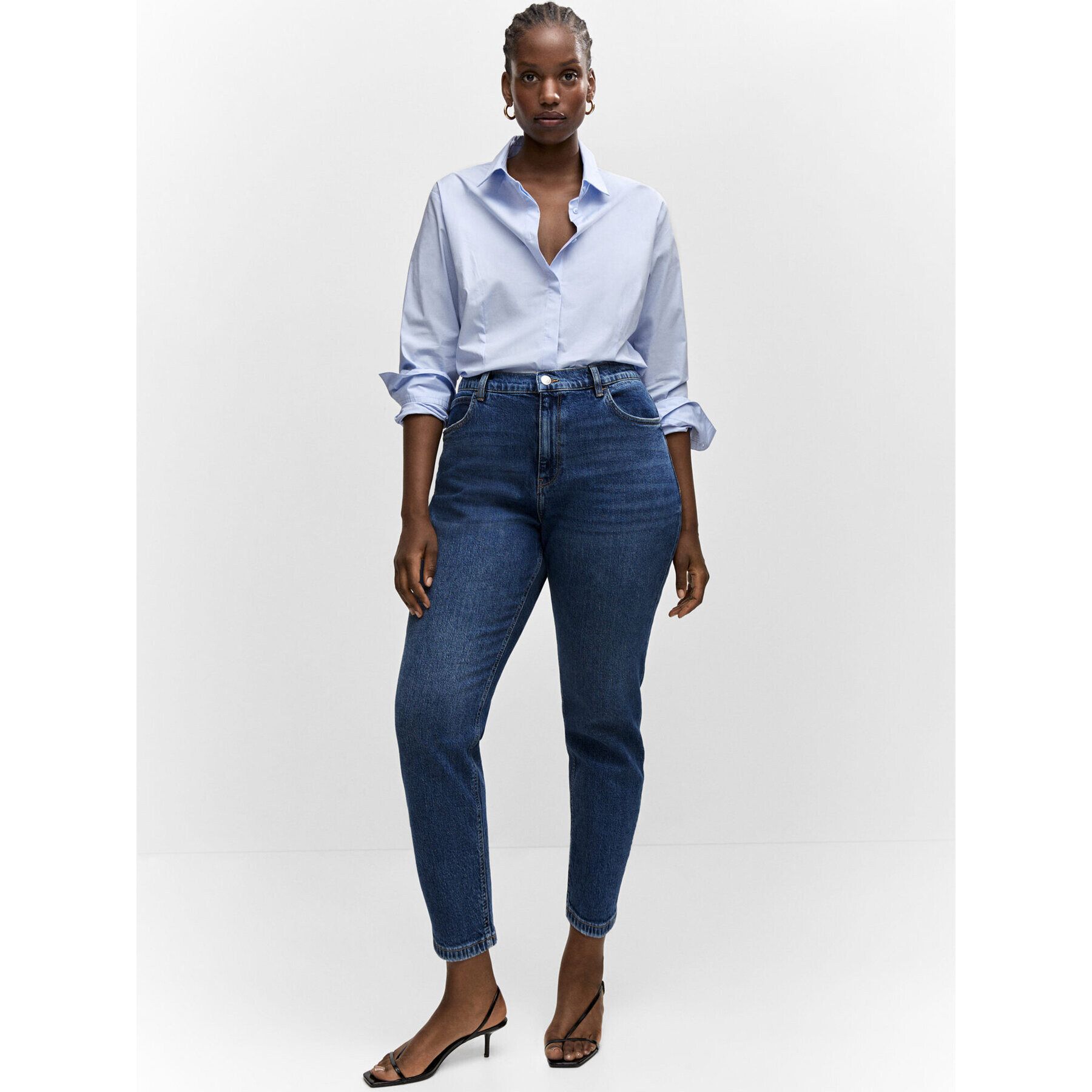 Mango Jeansy Newmom 57034397 Tmavomodrá Mom Fit - Pepit.cz