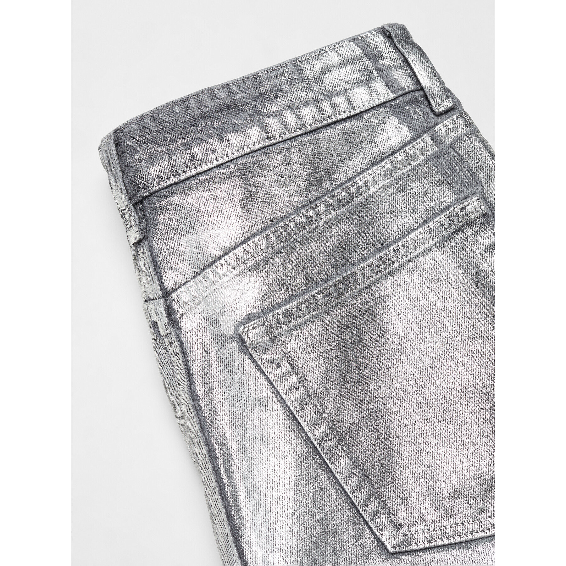 Mango Jeansy Shimmer 57058276 Stříbrná Regular Fit - Pepit.cz