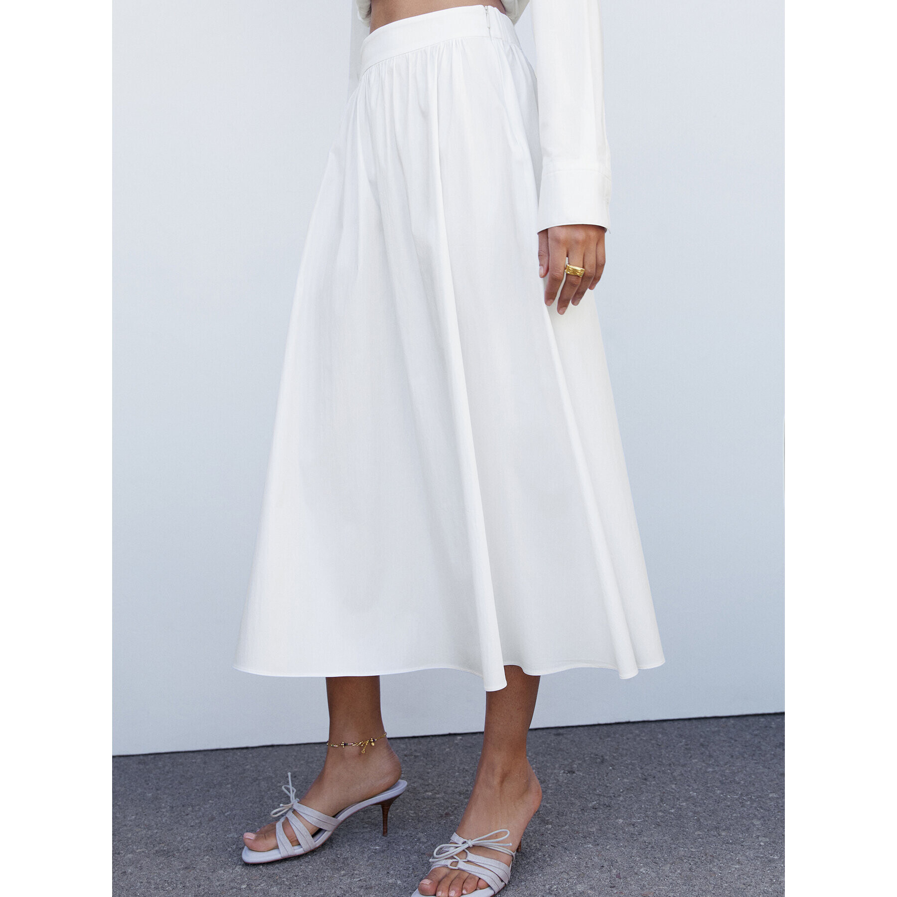 Mango Midi sukně Creta 57050470 Bílá Relaxed Fit - Pepit.cz