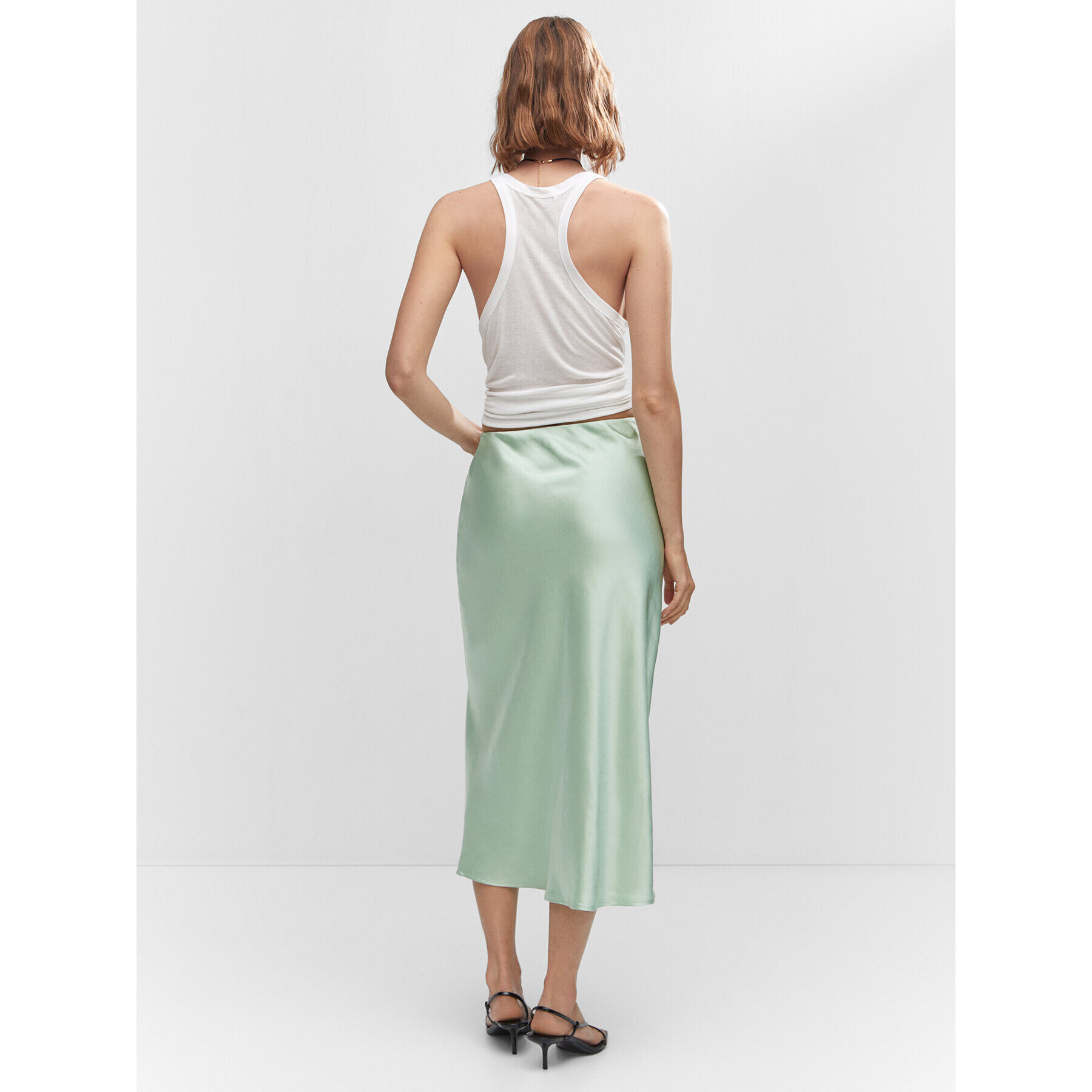 Mango Midi sukně Mia 57030409 Zelená Regular Fit - Pepit.cz