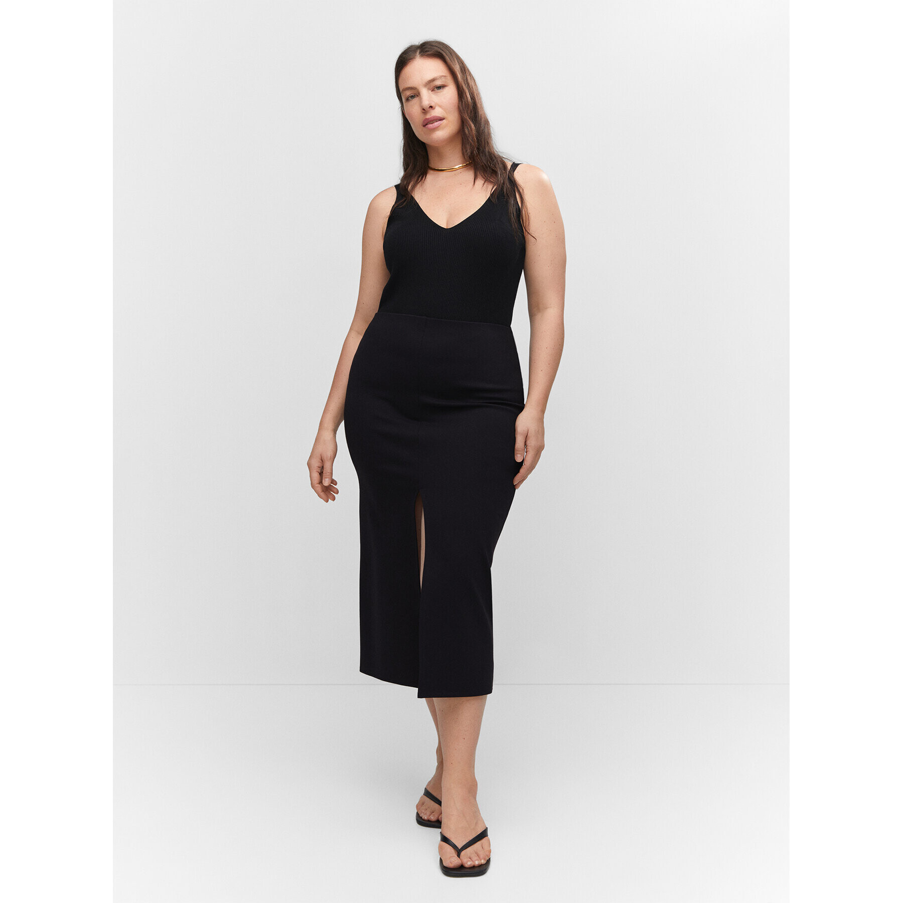 Mango Midi sukně Midrom 57033807 Černá Regular Fit - Pepit.cz