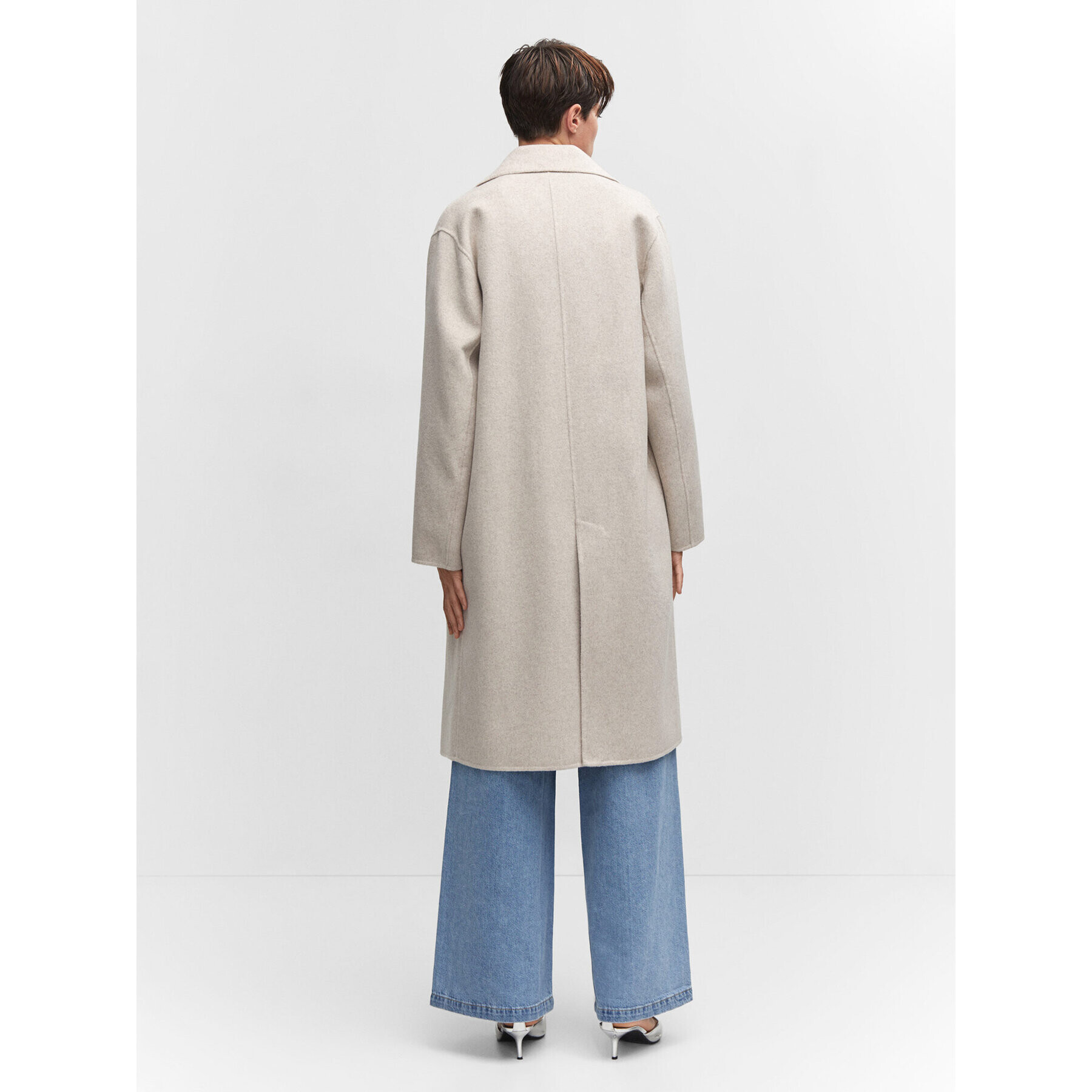 Mango Vlněný kabát Picarol 57025138 Écru Oversize - Pepit.cz