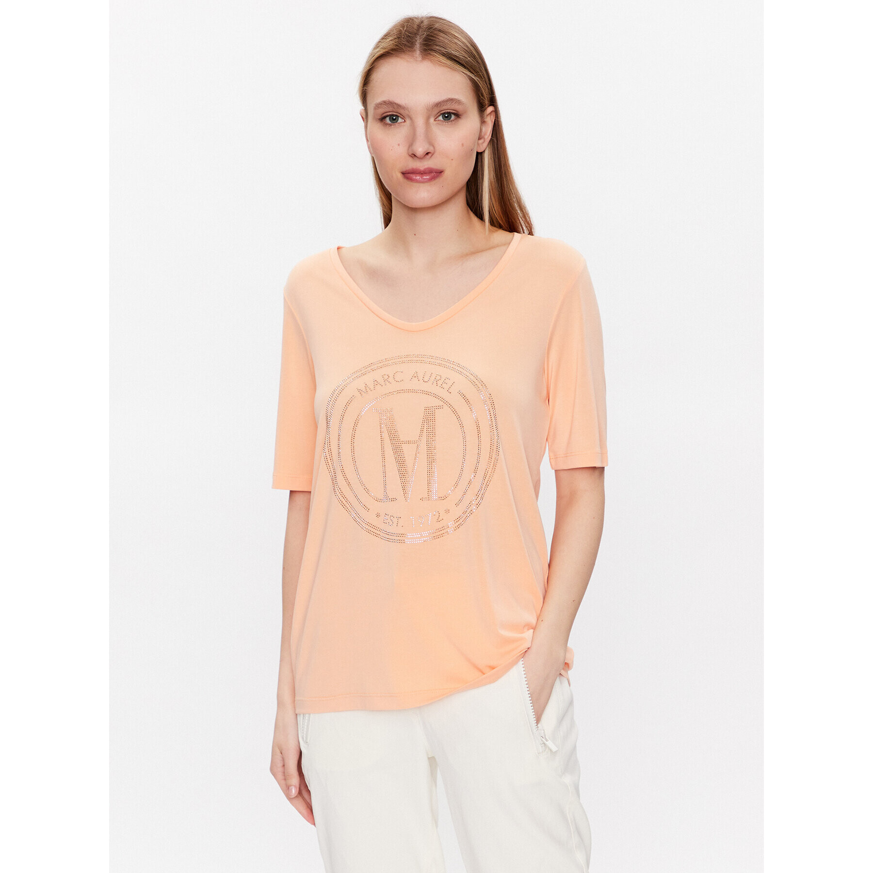 Marc Aurel T-Shirt 7411 7000 73550 Oranžová Regular Fit - Pepit.cz