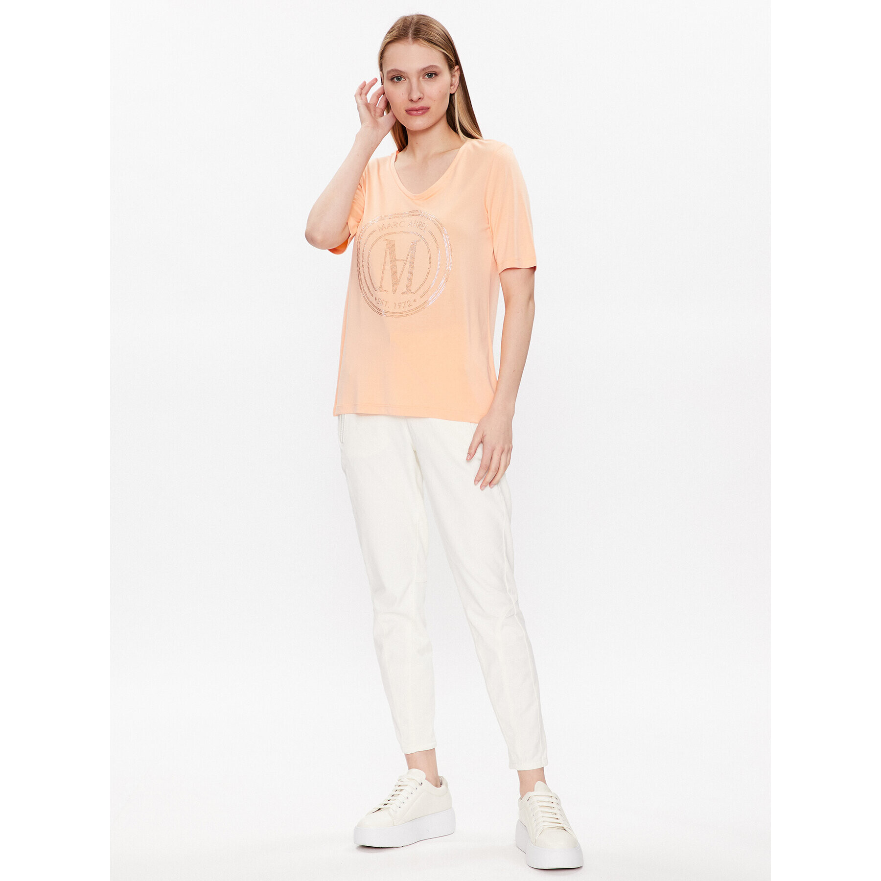 Marc Aurel T-Shirt 7411 7000 73550 Oranžová Regular Fit - Pepit.cz