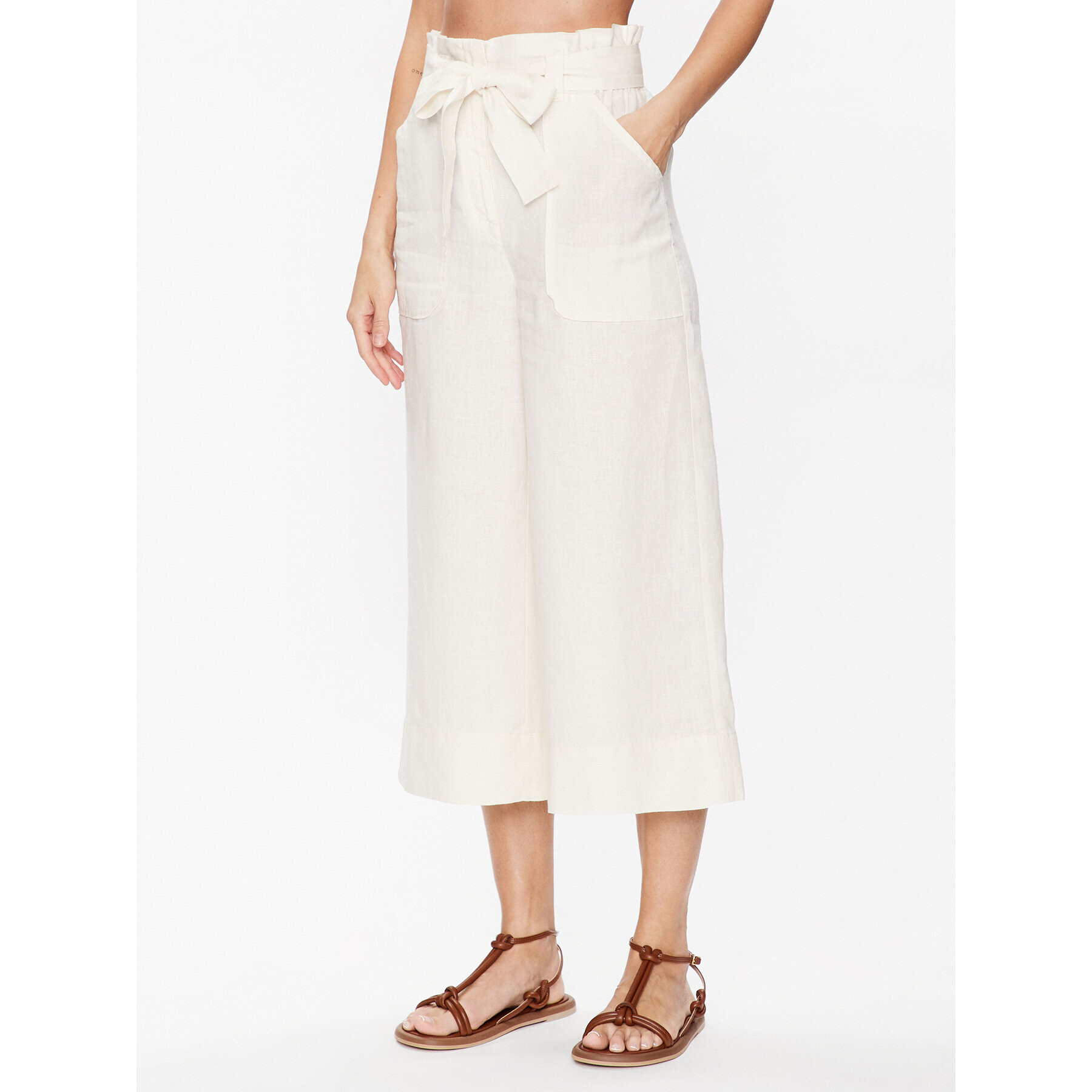 MAX&Co. Kalhoty culottes Finestra 71311723 Écru Relaxed Fit - Pepit.cz