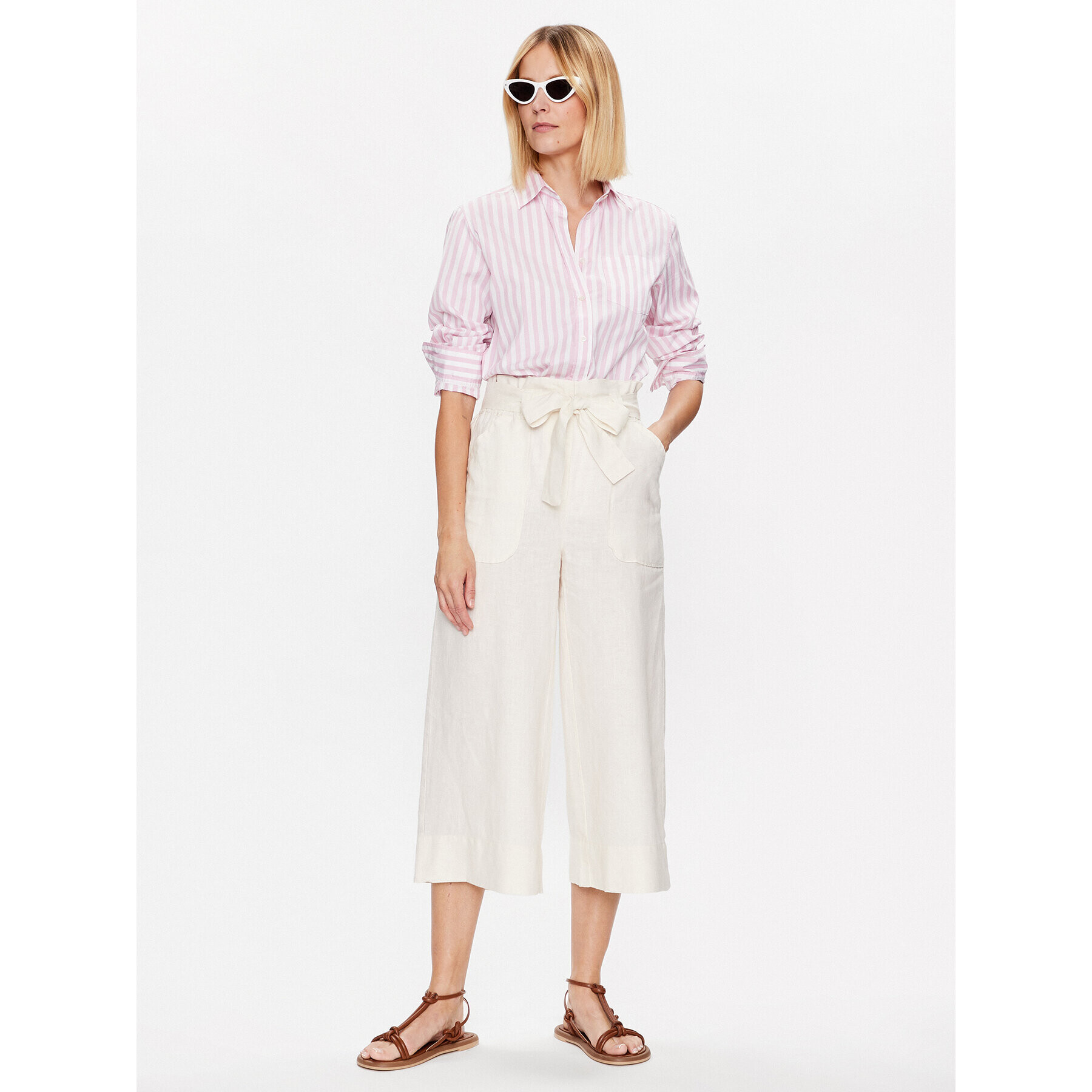 MAX&Co. Kalhoty culottes Finestra 71311723 Écru Relaxed Fit - Pepit.cz