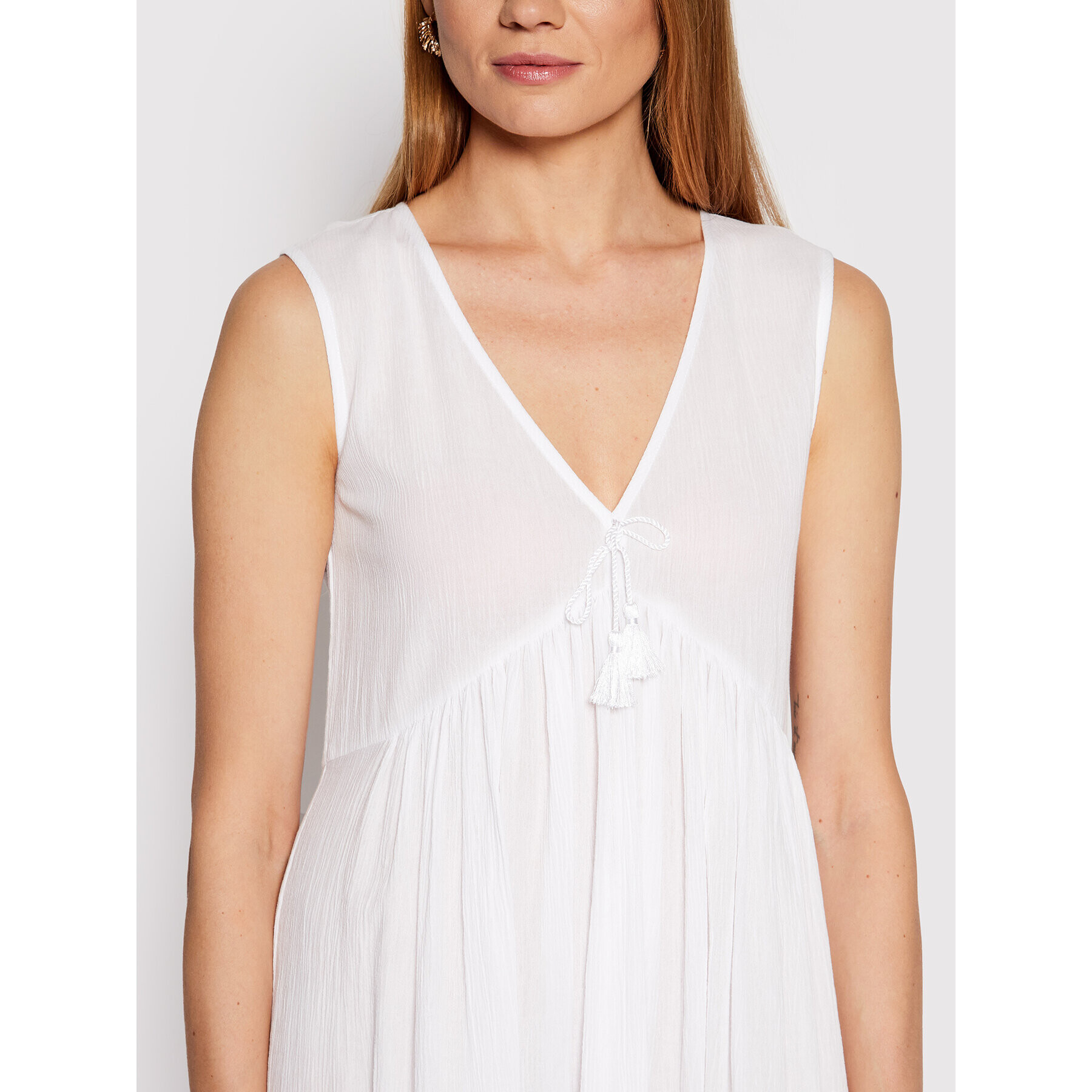 Max Mara Beachwear Letní šaty Volante 32210128 Bílá Regular Fit - Pepit.cz