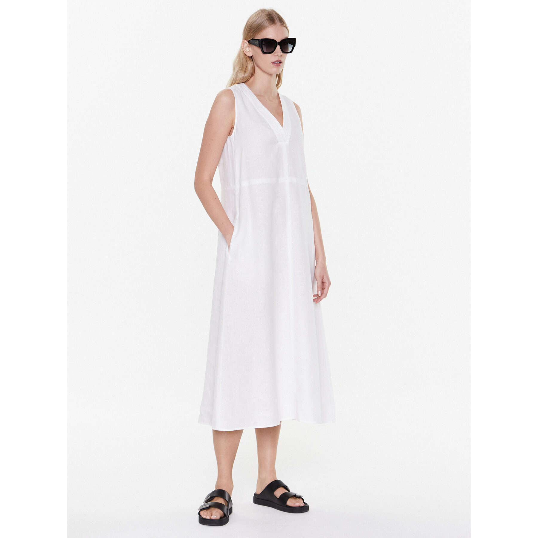 Max Mara Leisure Každodenní šaty Sofocle 23322103 Bílá Relaxed Fit - Pepit.cz