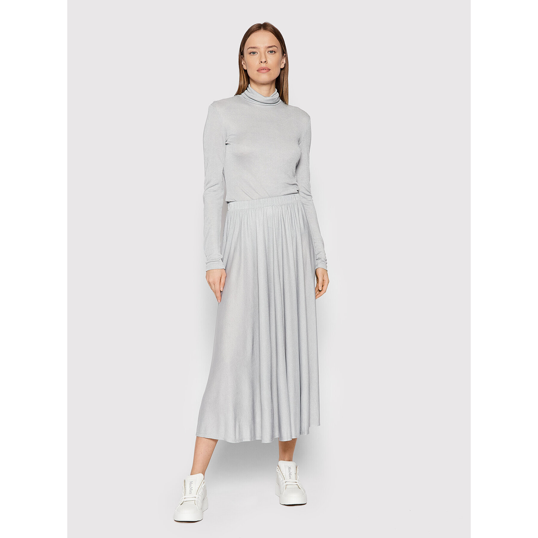 Max Mara Leisure Midi sukně Barni 37710126 Šedá Regular Fit - Pepit.cz