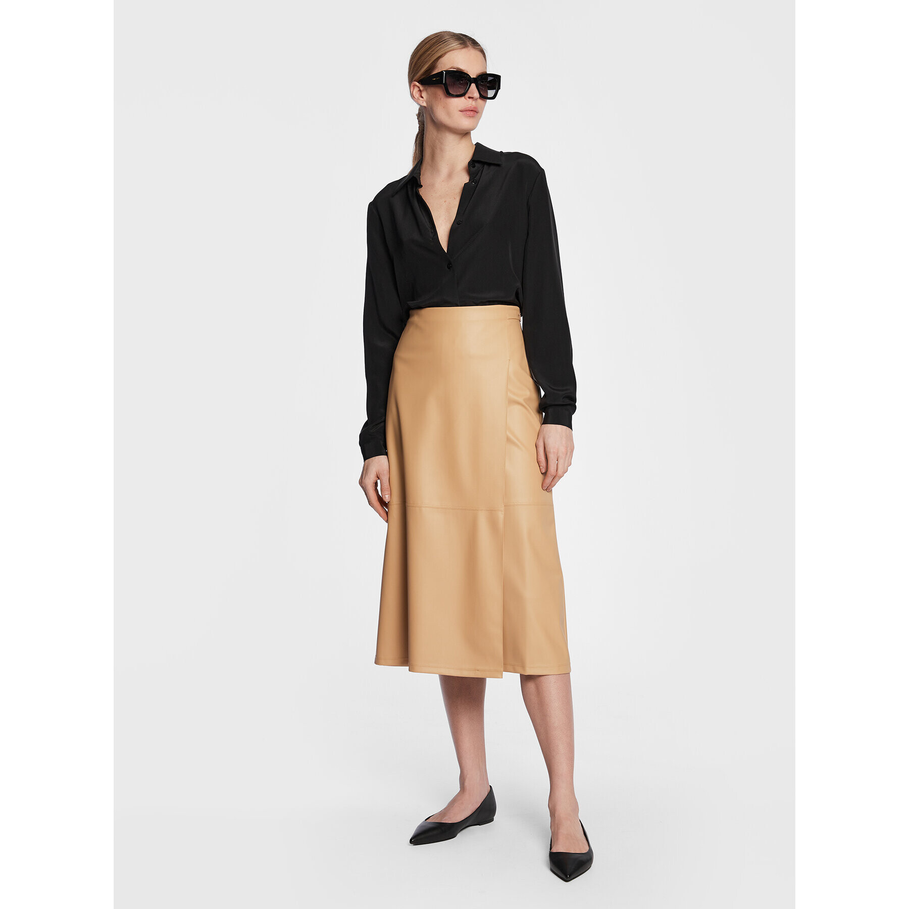 Max Mara Leisure Trapézová sukně Facella 23377101 Béžová Regular Fit - Pepit.cz