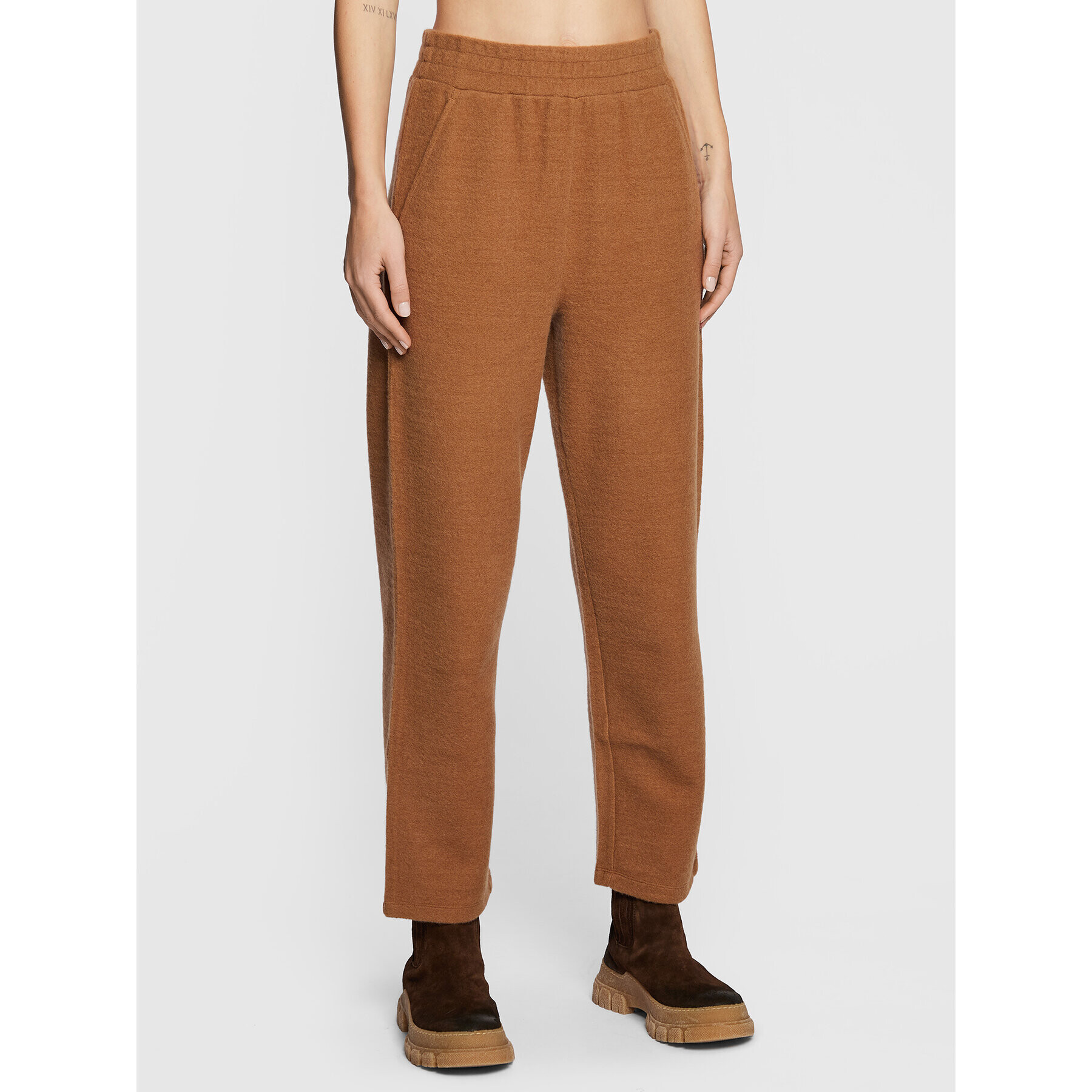 Max Mara Leisure Úpletové kalhoty Beira 37861526 Hnědá Regular Fit - Pepit.cz