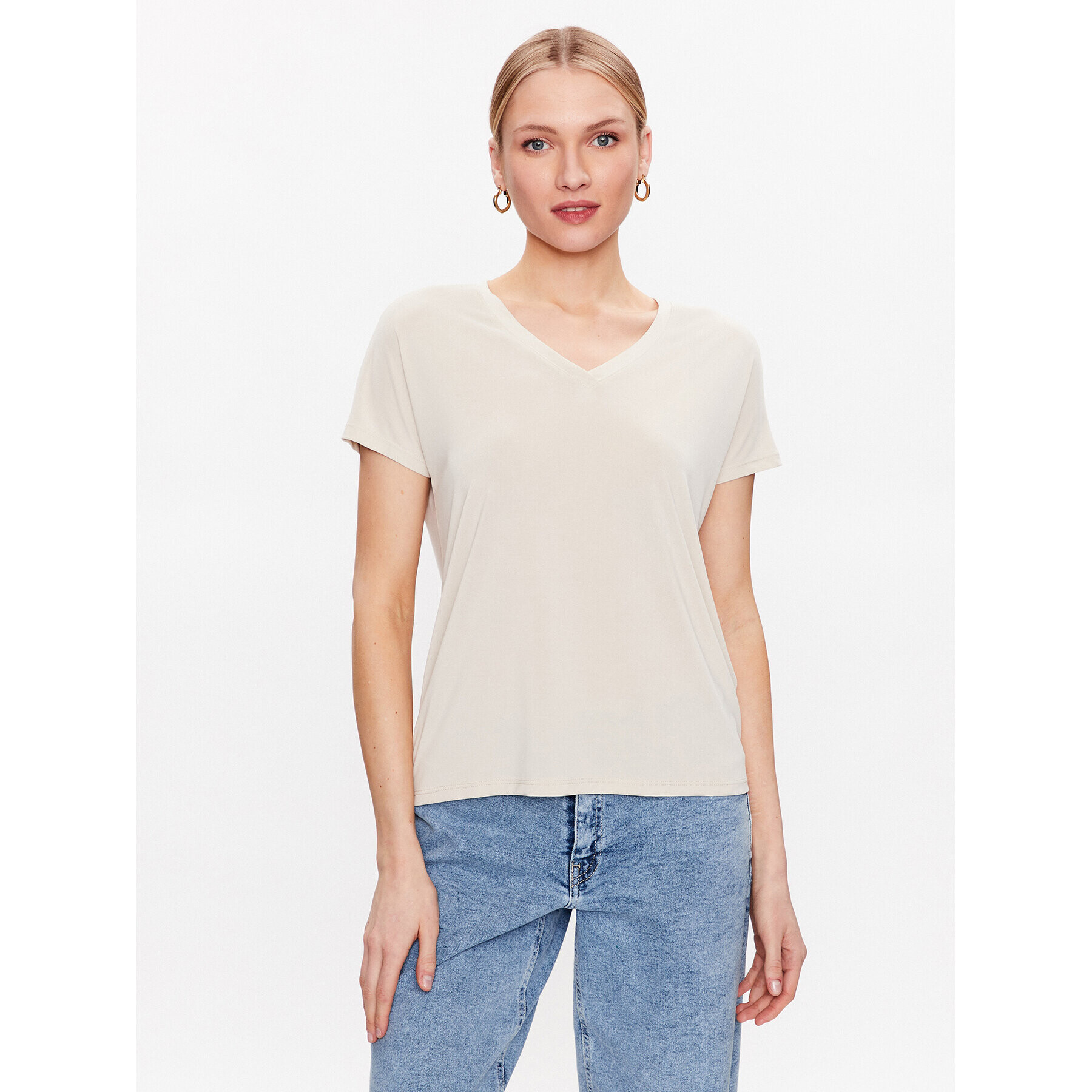 Moss Copenhagen T-Shirt 17529 Béžová Basic Fit - Pepit.cz