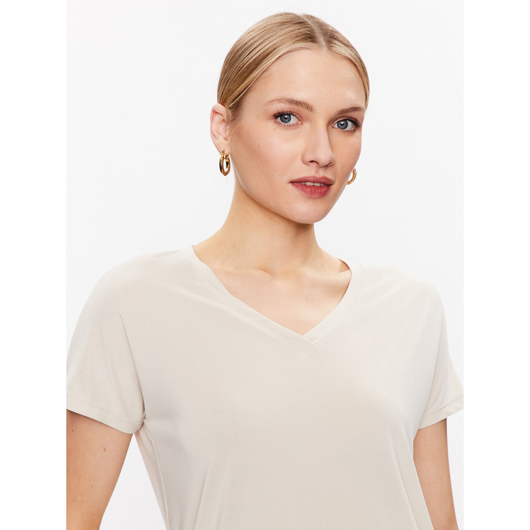 Moss Copenhagen T-Shirt 17529 Béžová Basic Fit - Pepit.cz