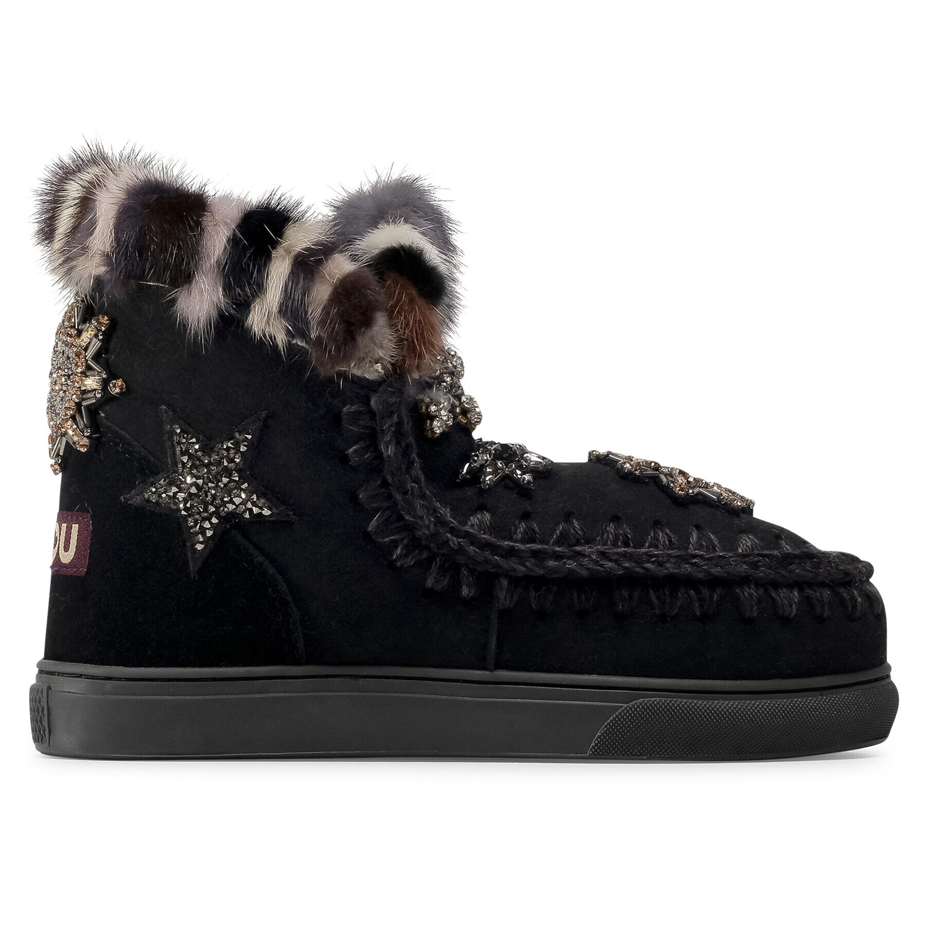 Mou Boty Eskimo Sneaker Star Patch&Mink FW111006A Černá - Pepit.cz