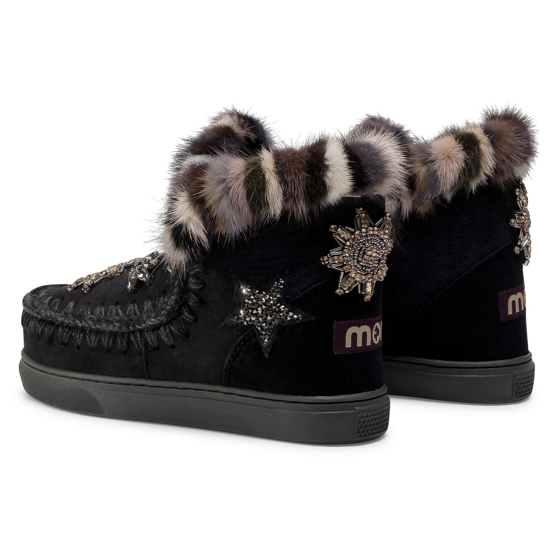 Mou Boty Eskimo Sneaker Star Patch&Mink FW111006A Černá - Pepit.cz