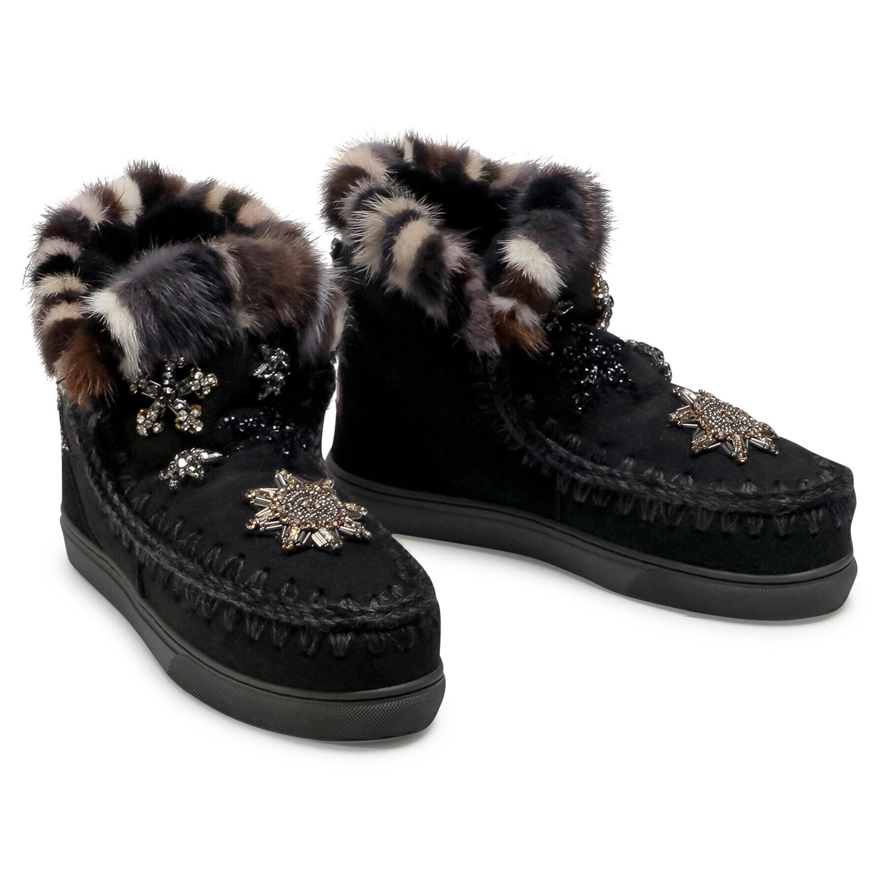 Mou Boty Eskimo Sneaker Star Patch&Mink FW111006A Černá - Pepit.cz