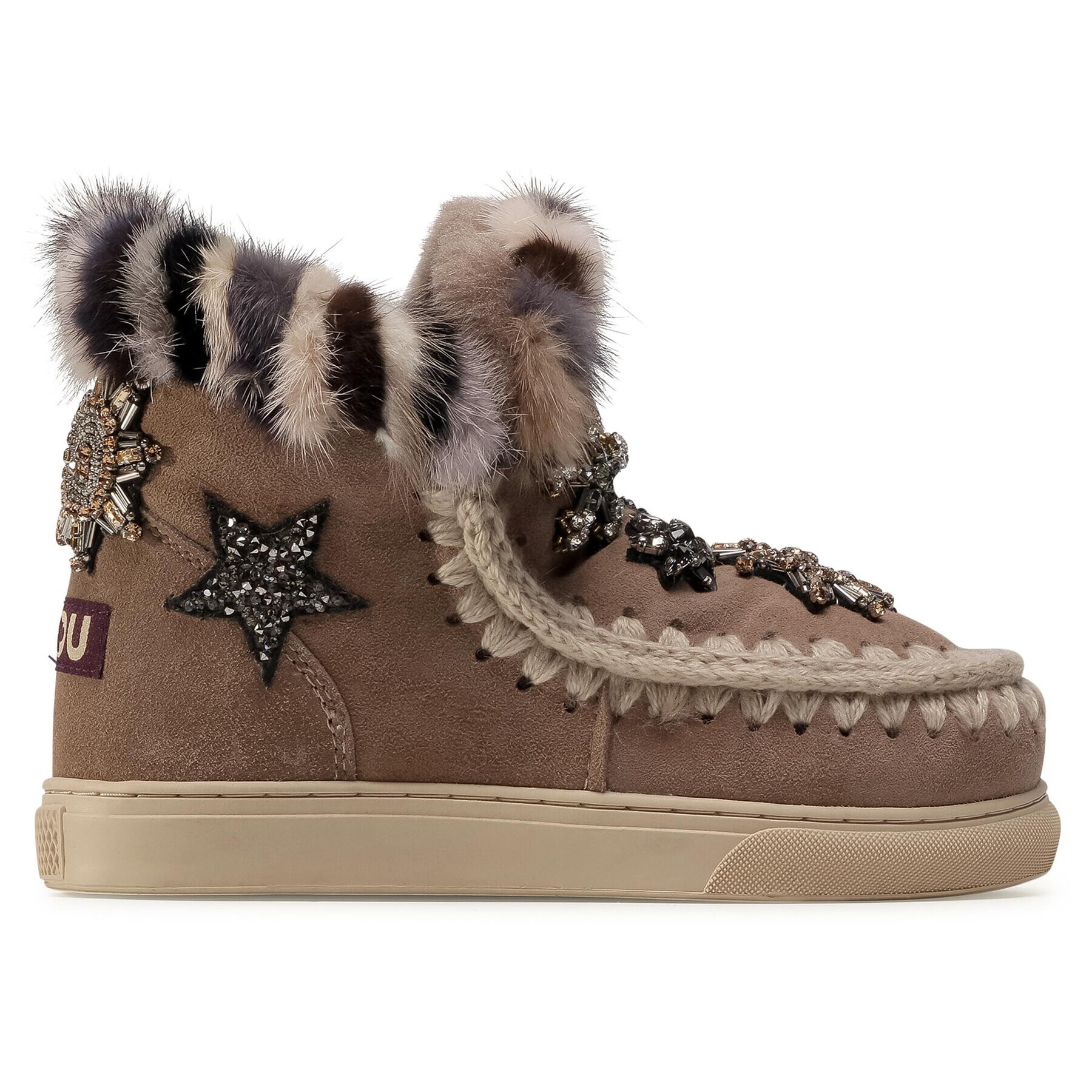 Mou Boty Eskimo Sneaker Star Patch&Mink FW111006A Hnědá - Pepit.cz